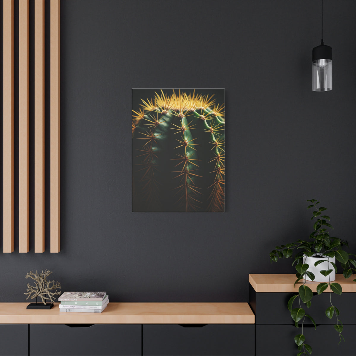 Golden Spine Macro Cactus Wall Art & Canvas Prints