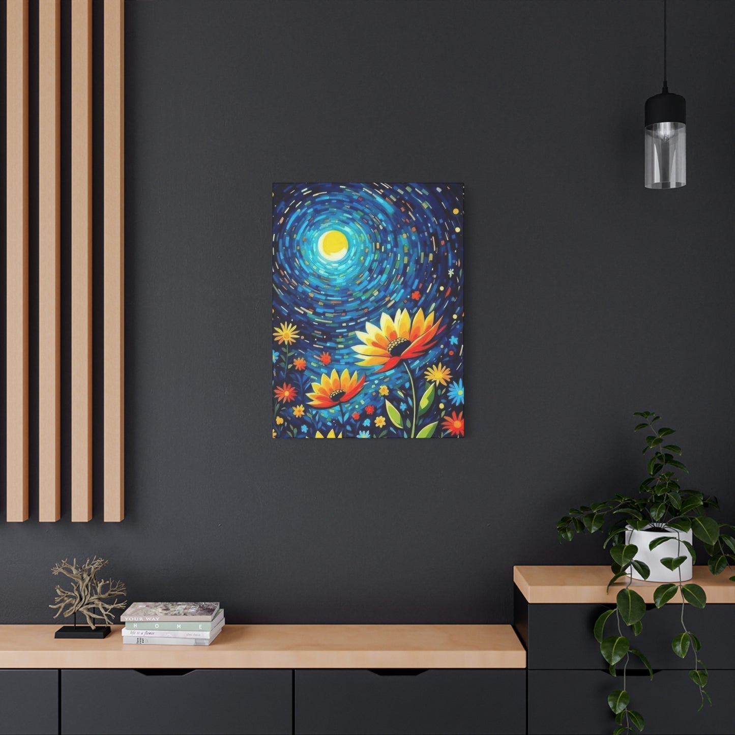 Vibrant Flowers In Moonlight Wall Art & Canvas Prints