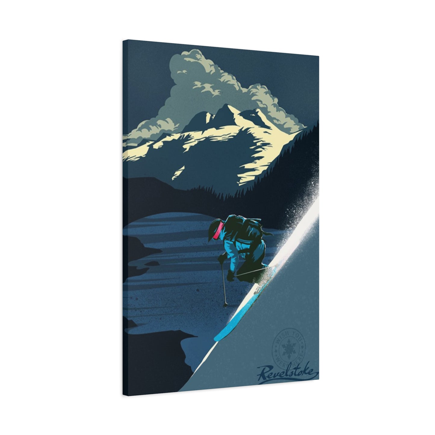 Skiing At Night Poster Wall Art & Canvas Prints
