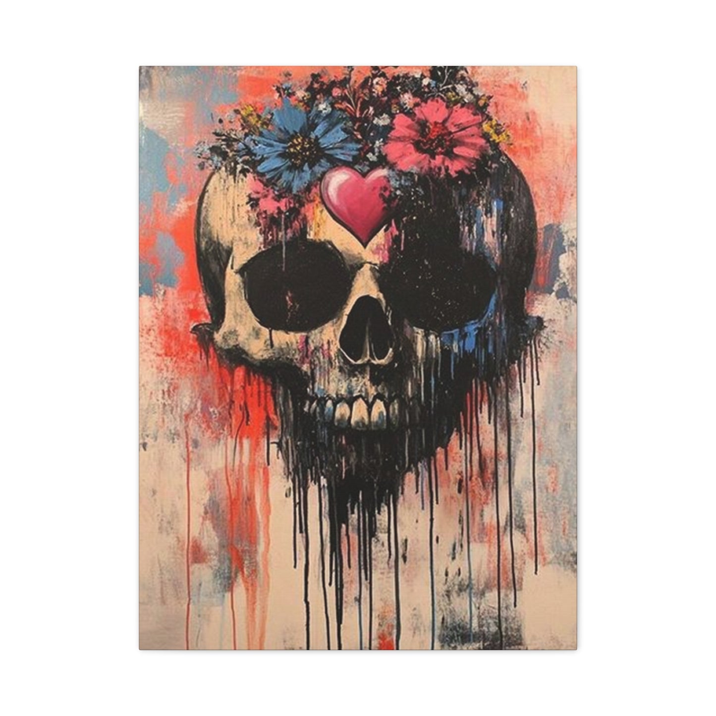 Colorful Flowers On Skull Poster Wall Art & Canvas Prints