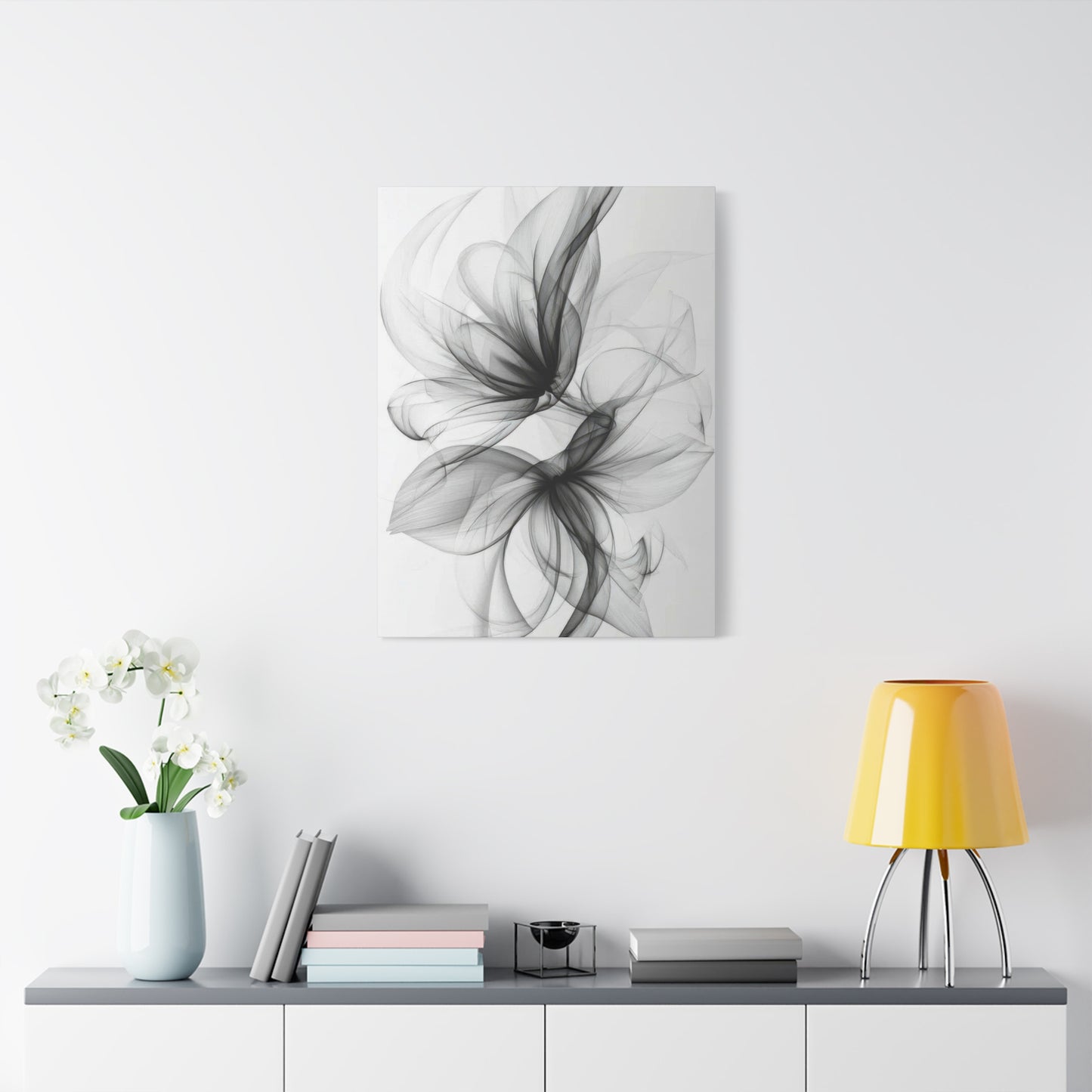 Flower Lines Grey Wall Art & Canvas Prints