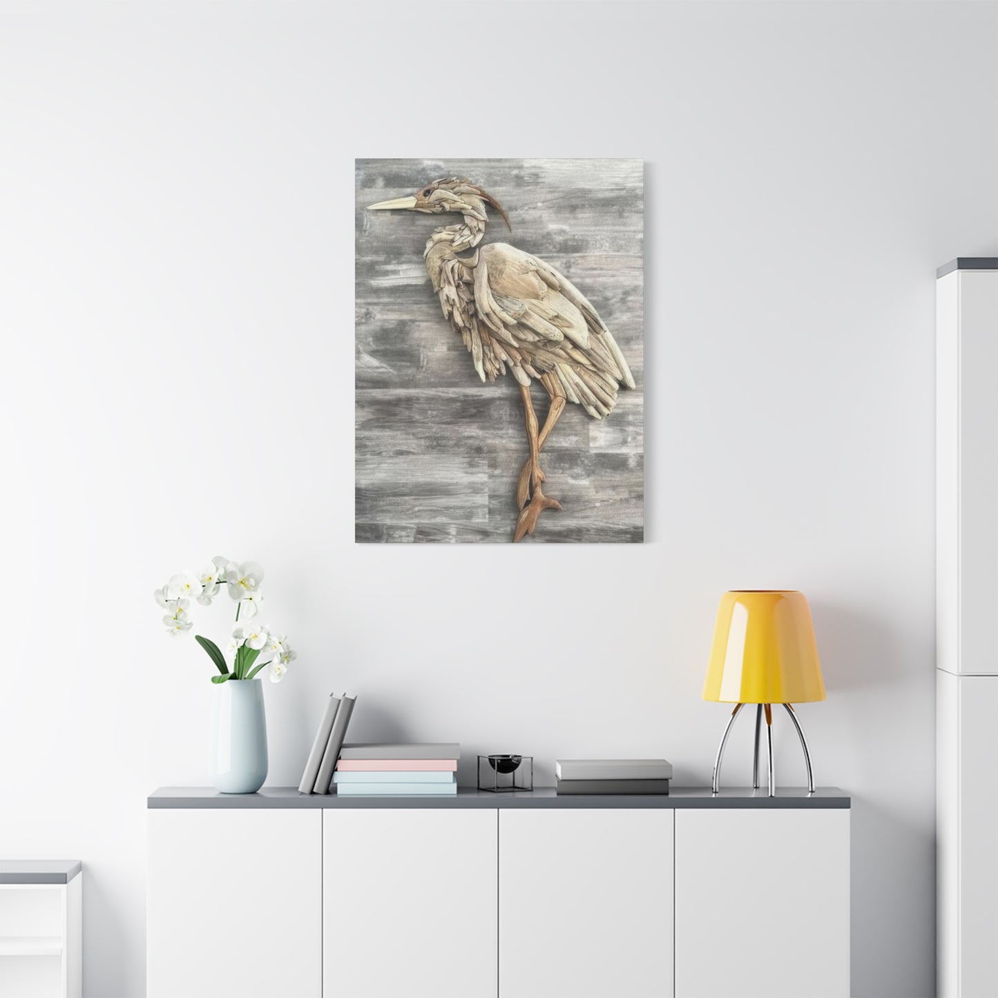 Driftwood Crane Wall Art & Canvas Prints