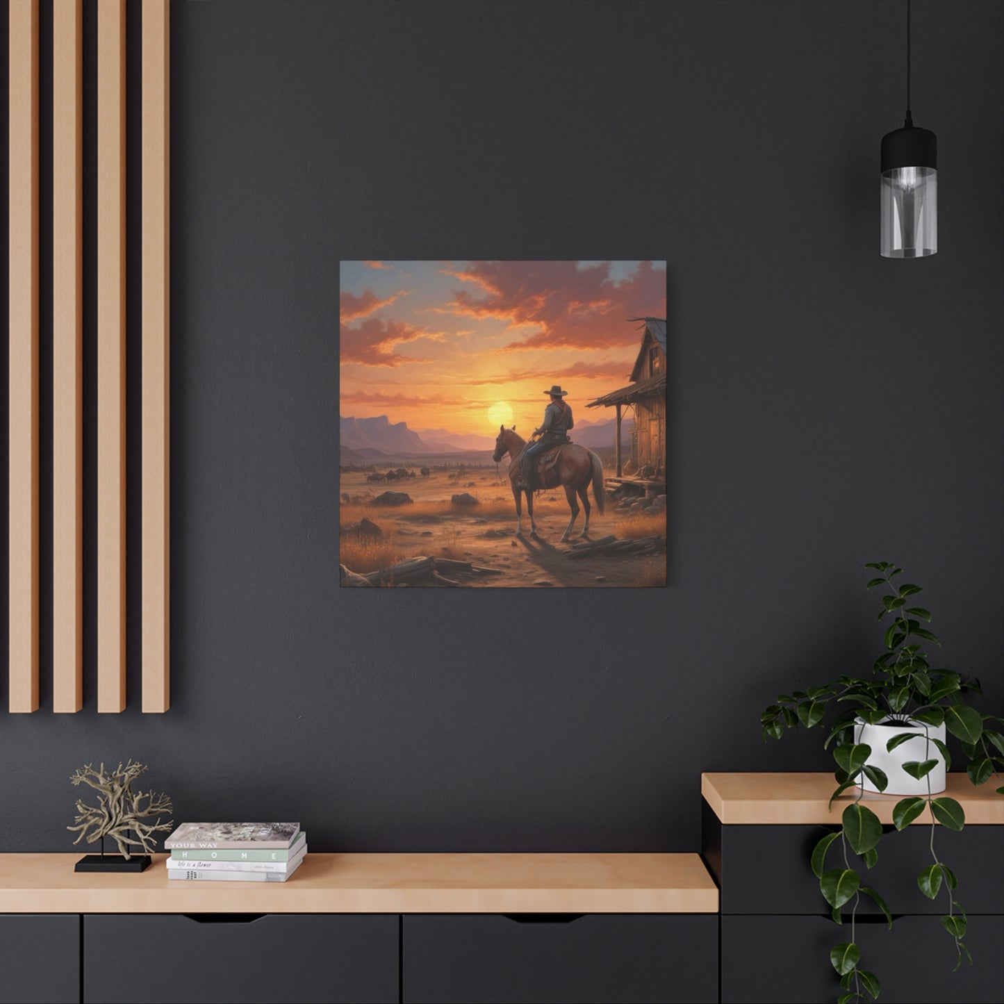 Cowboy At Sunset Wall Art & Canvas Prints