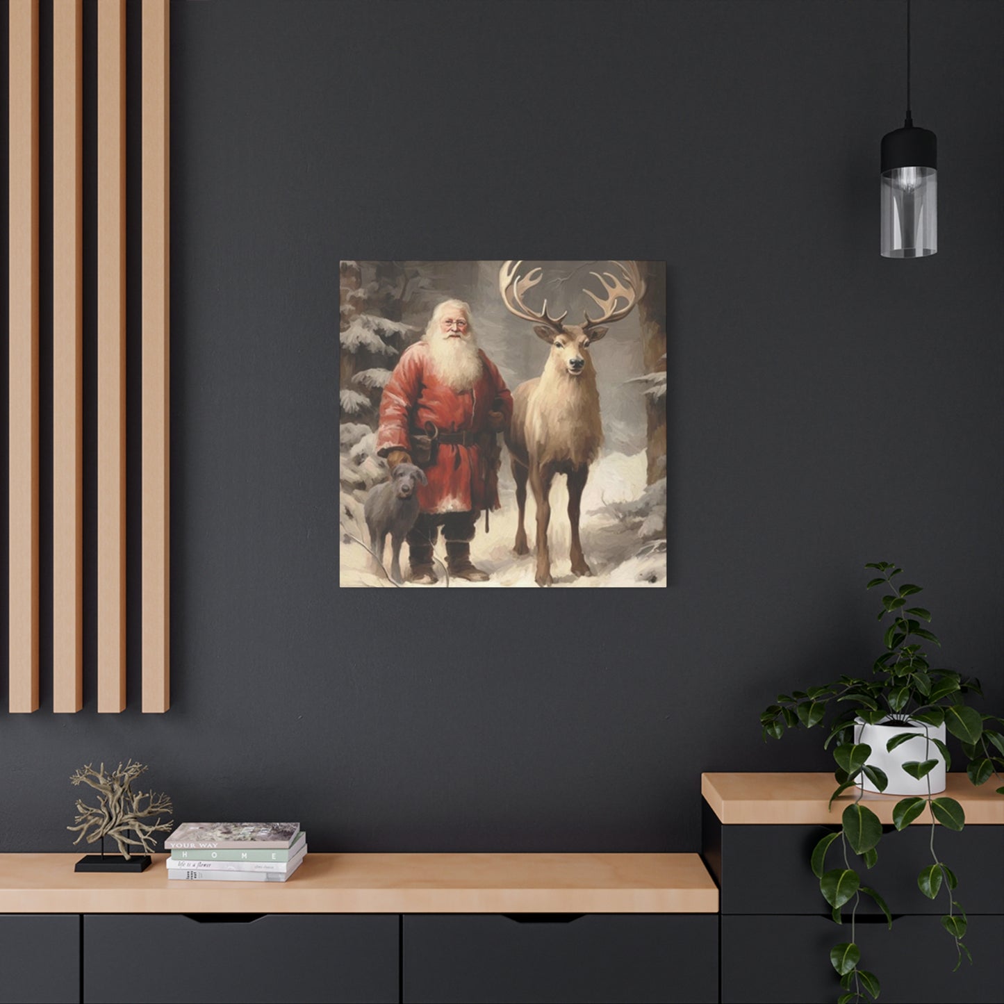 Santa And Reindeer Wall Art & Canvas Prints