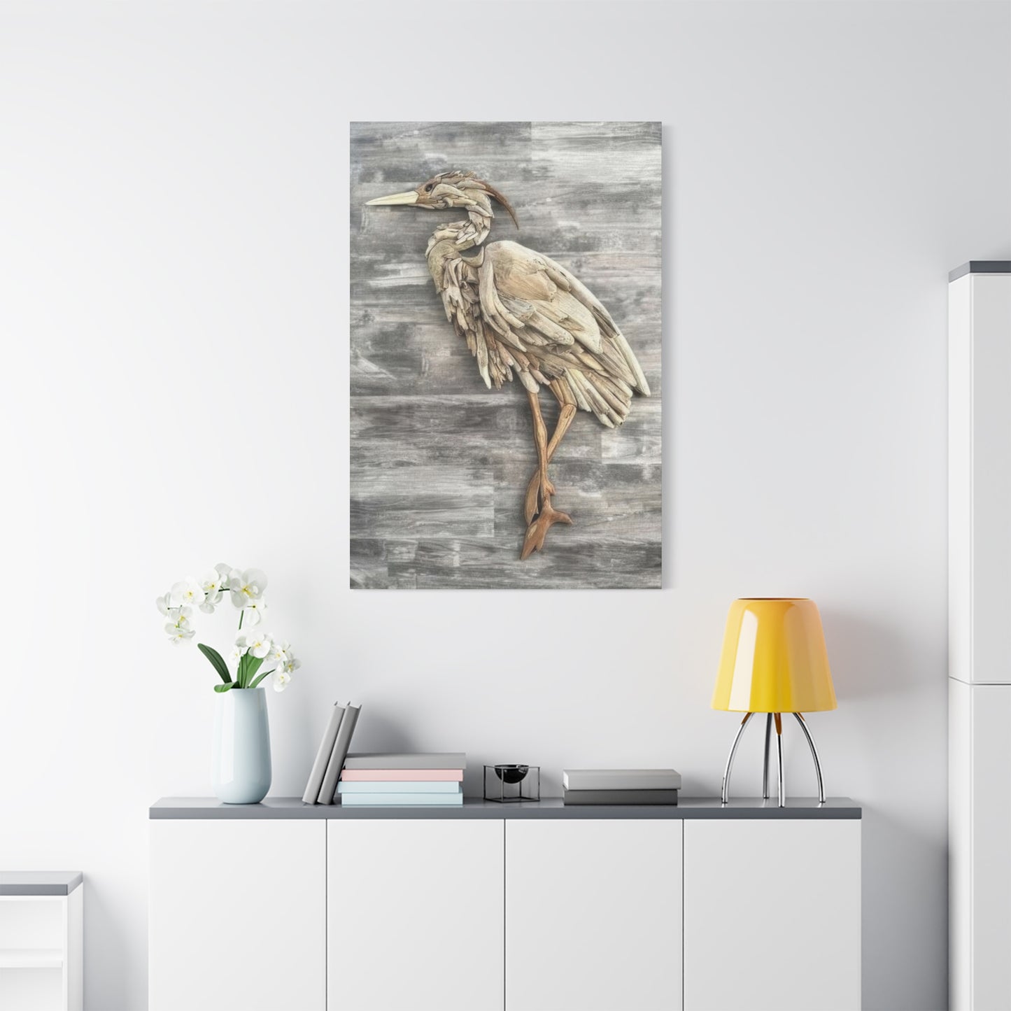 Driftwood Crane Wall Art & Canvas Prints