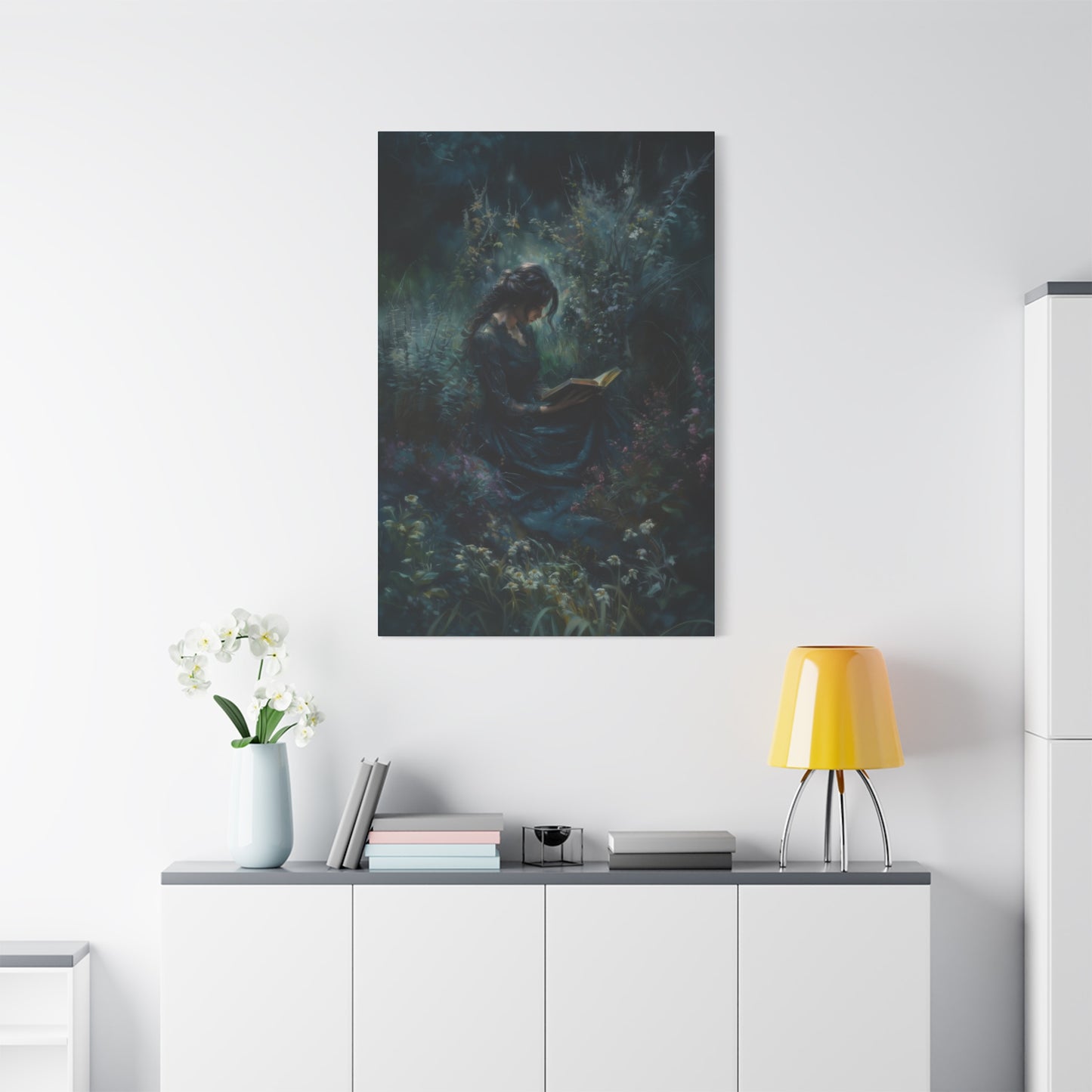 Lady Reading Dark Wall Art & Canvas Prints