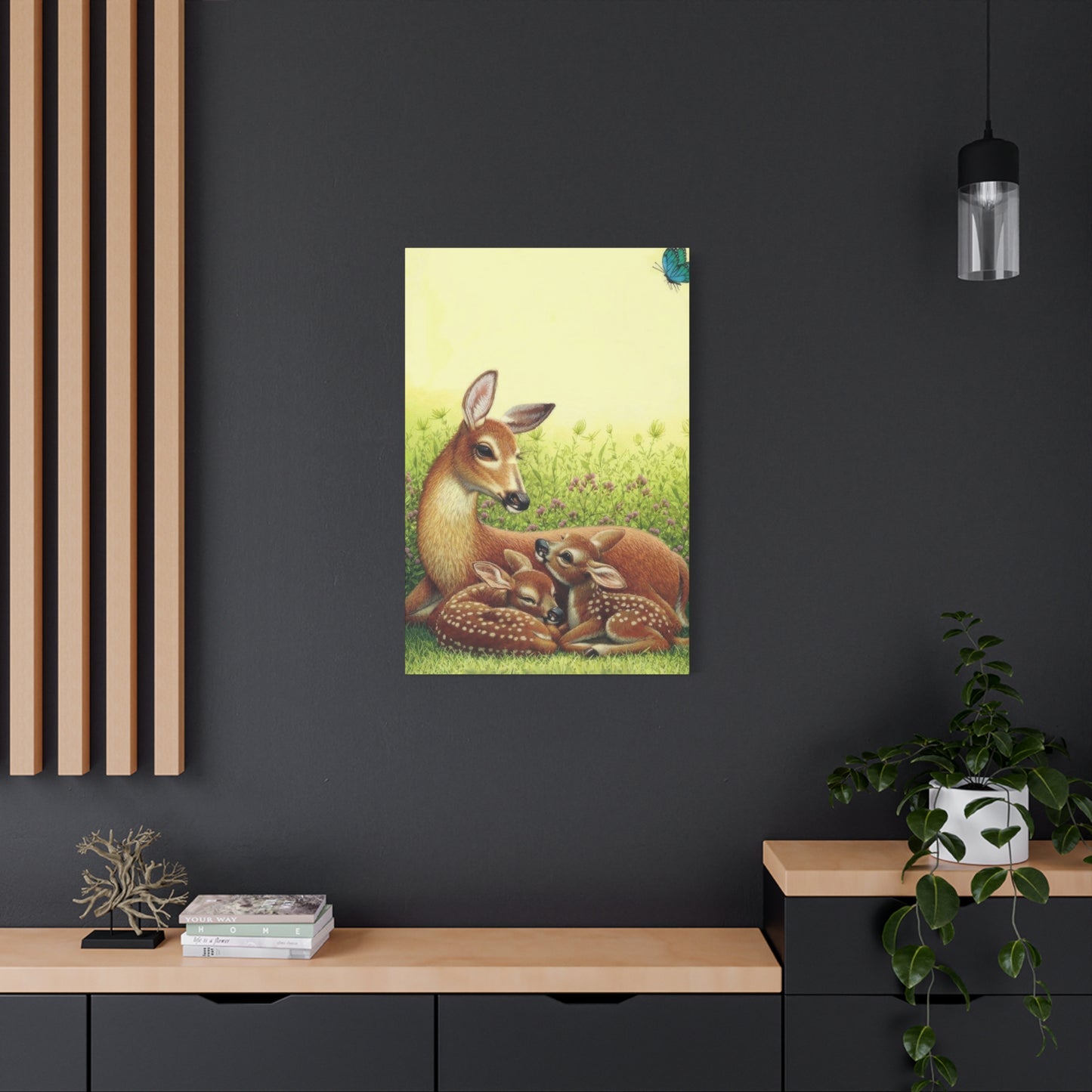 Deer With Its Babies Lying Wall Art & Canvas Prints
