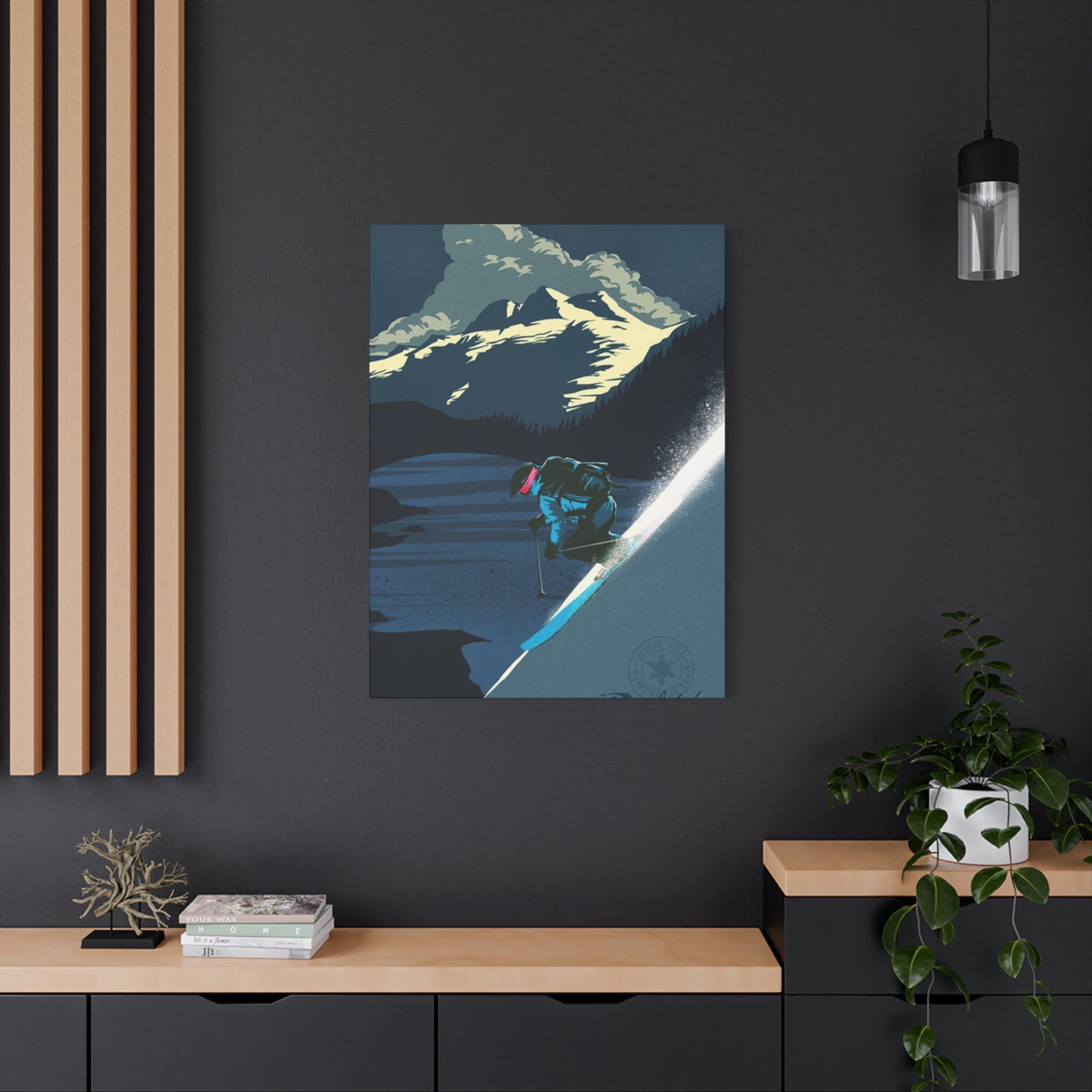 Skiing At Night Poster Wall Art & Canvas Prints
