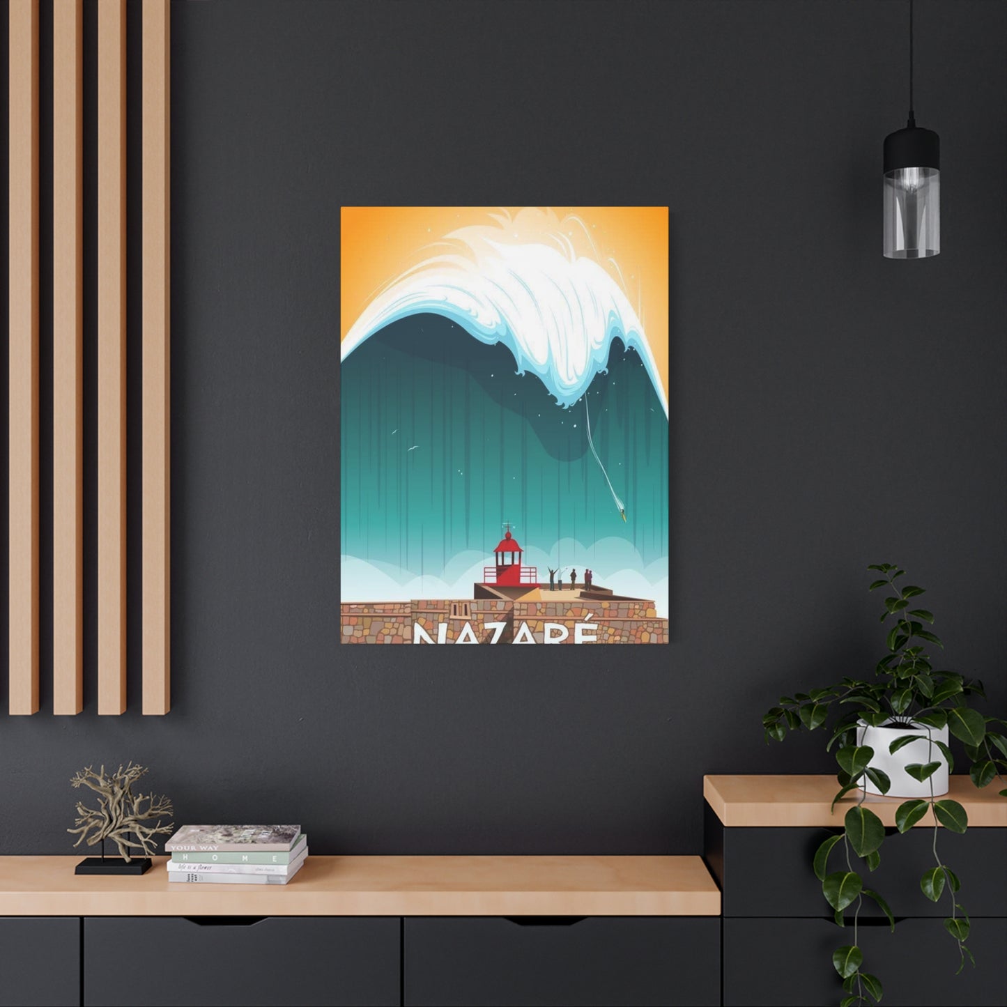 Nazare Surfing Painting Wall Art & Canvas Prints