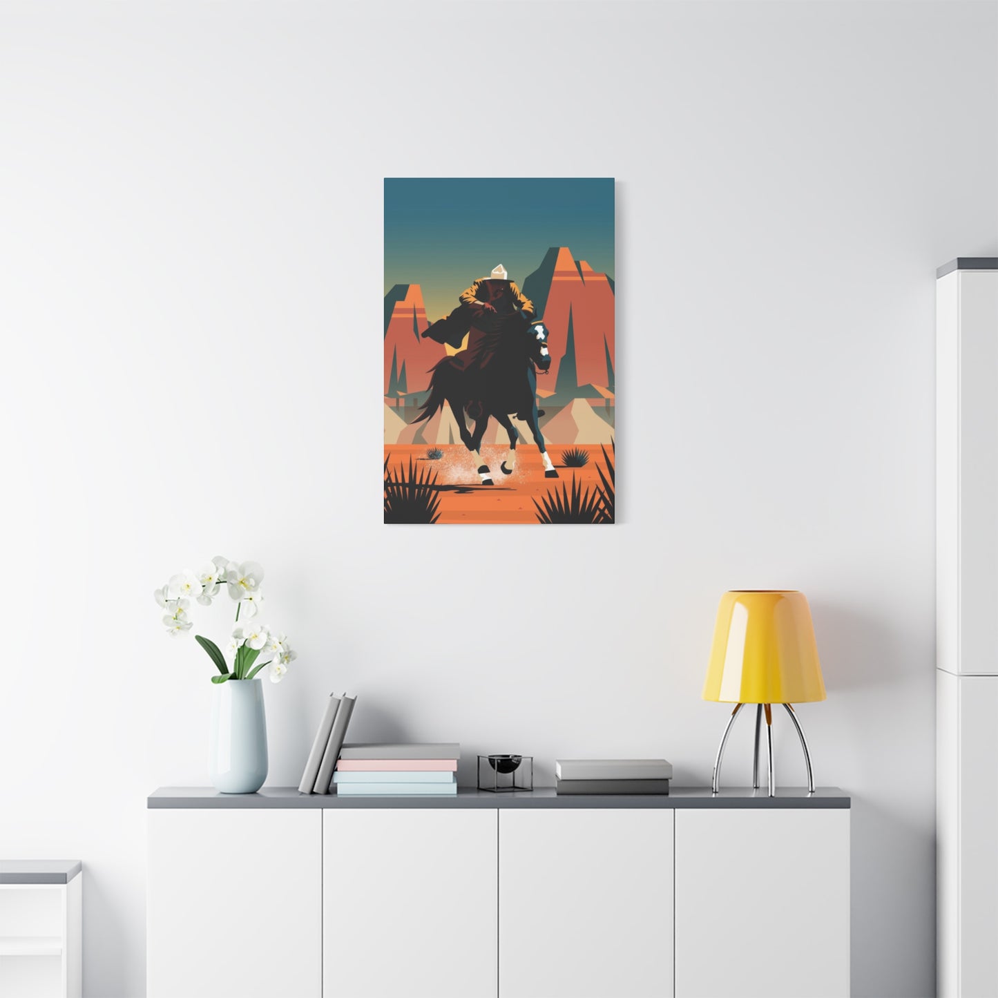 Cowboy On Galloping Horse Wall Art & Canvas Prints