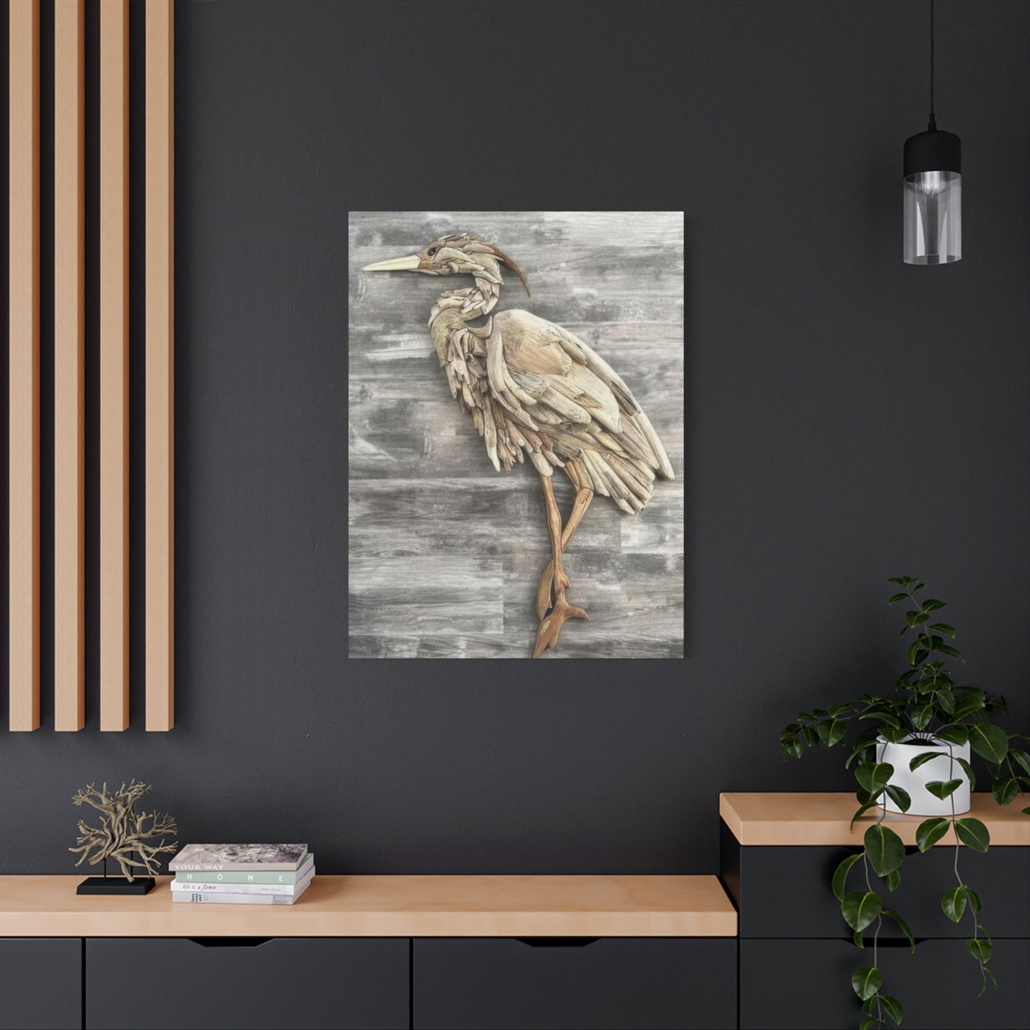 Driftwood Crane Wall Art & Canvas Prints