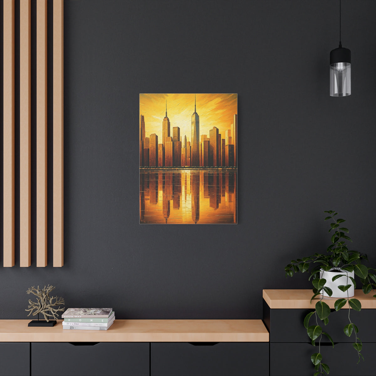 Skyline Reflections in Gold Wall Art & Canvas Prints