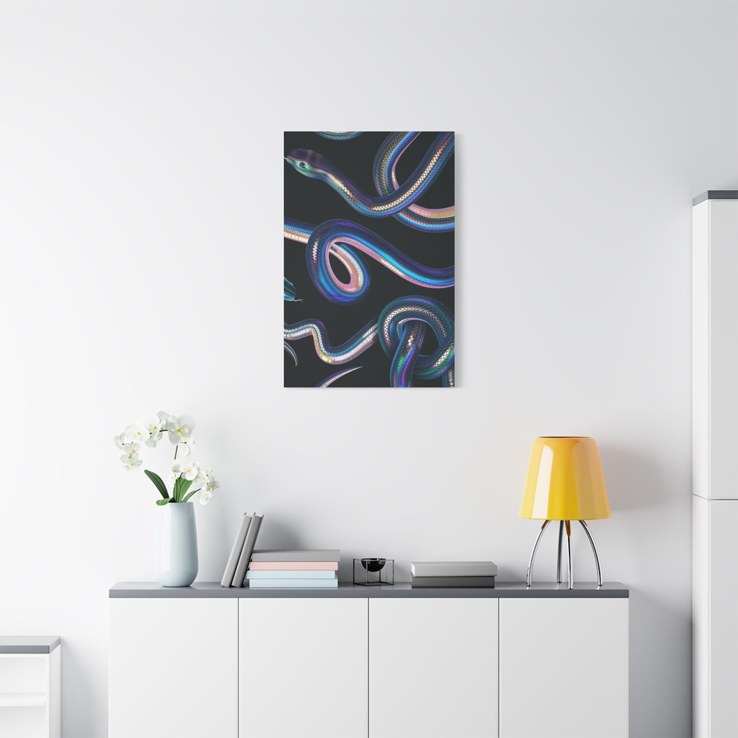Snake On Black Canvas Wall Art & Canvas Prints