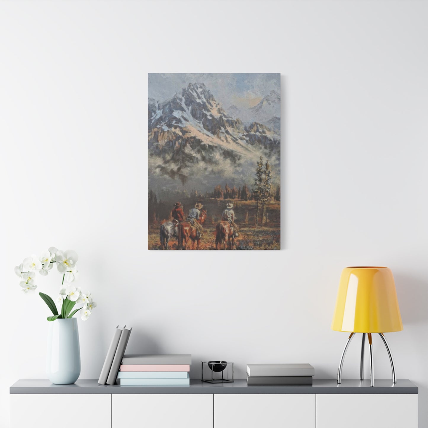 Cowboy Mountain In Background Wall Art & Canvas Prints