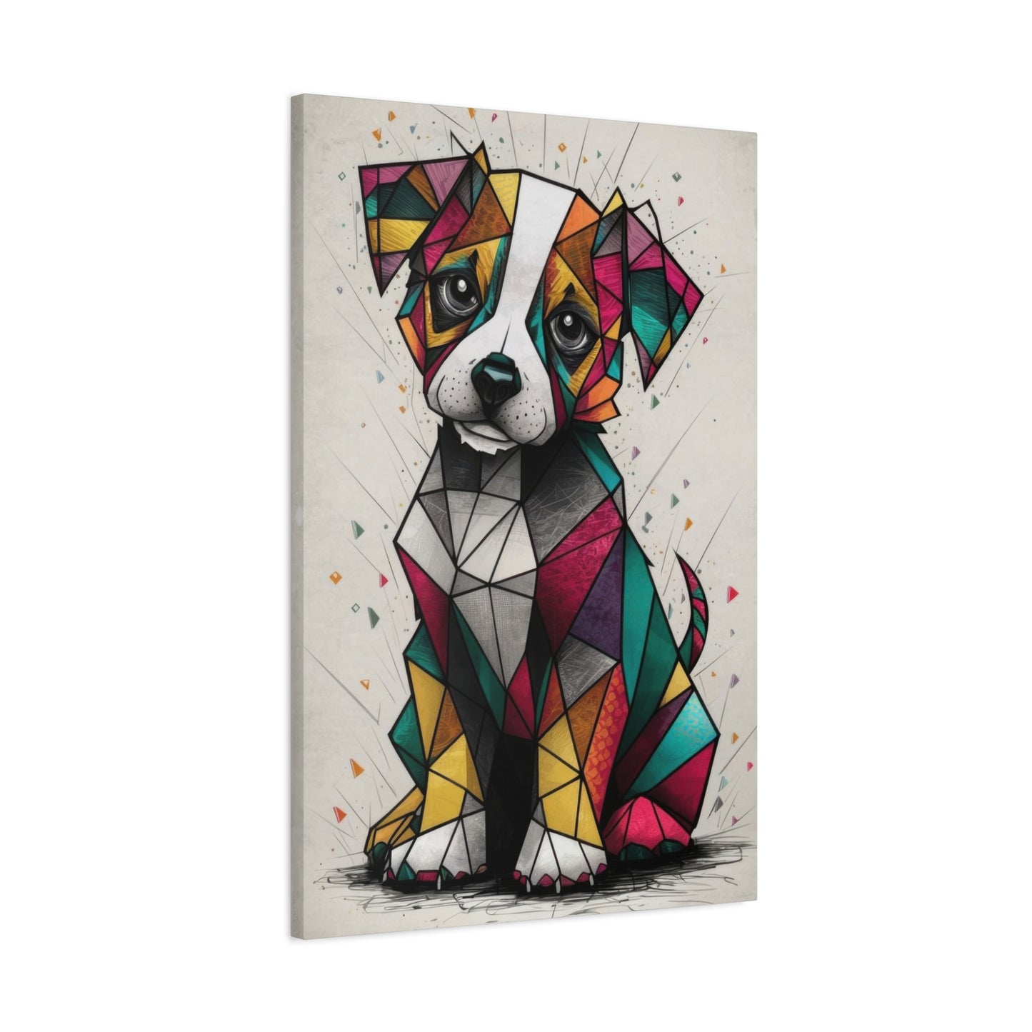 Cute Dog Cubism Wall Art & Canvas Prints