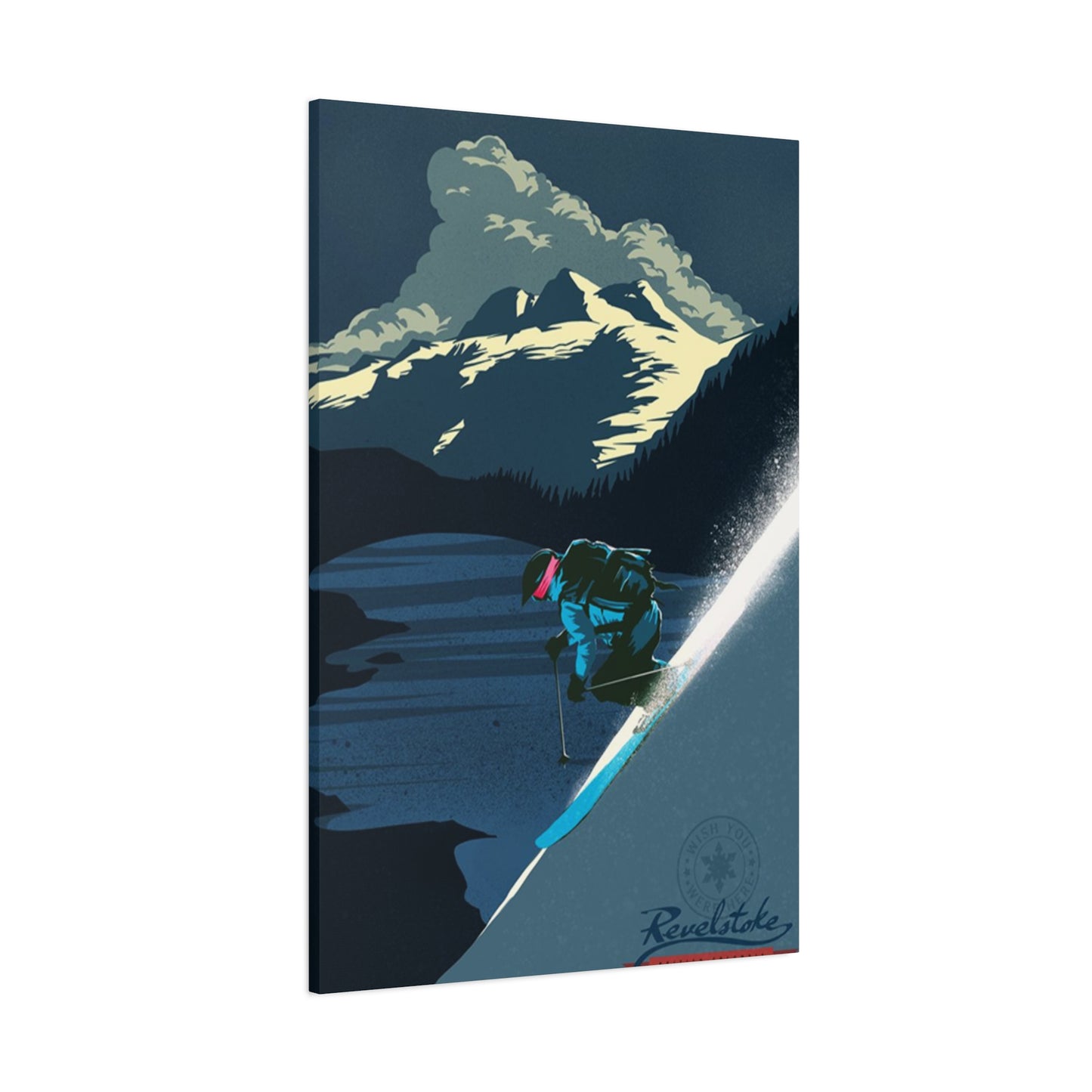 Skiing At Night Poster Wall Art & Canvas Prints