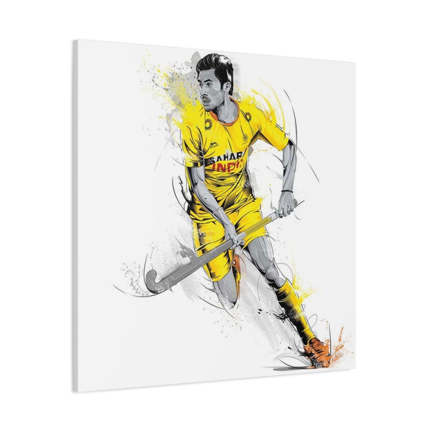 Indian Hockey Player Painting Wall Art & Canvas Prints