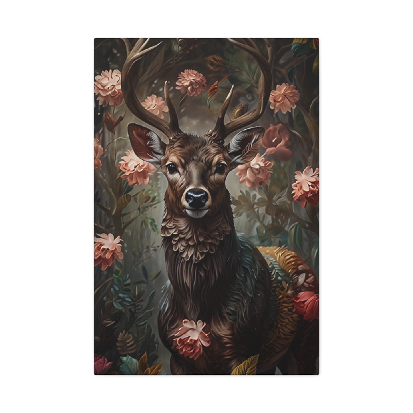 Tropical Flower Reindeer Wall Art & Canvas Prints