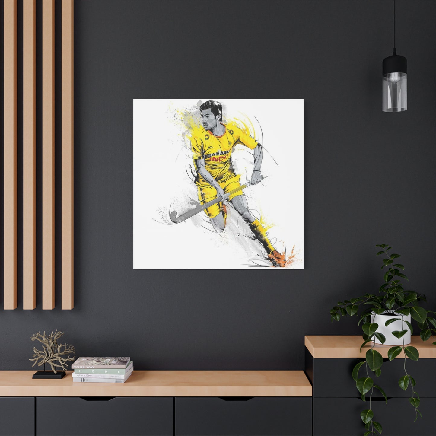 Indian Hockey Player Painting Wall Art & Canvas Prints