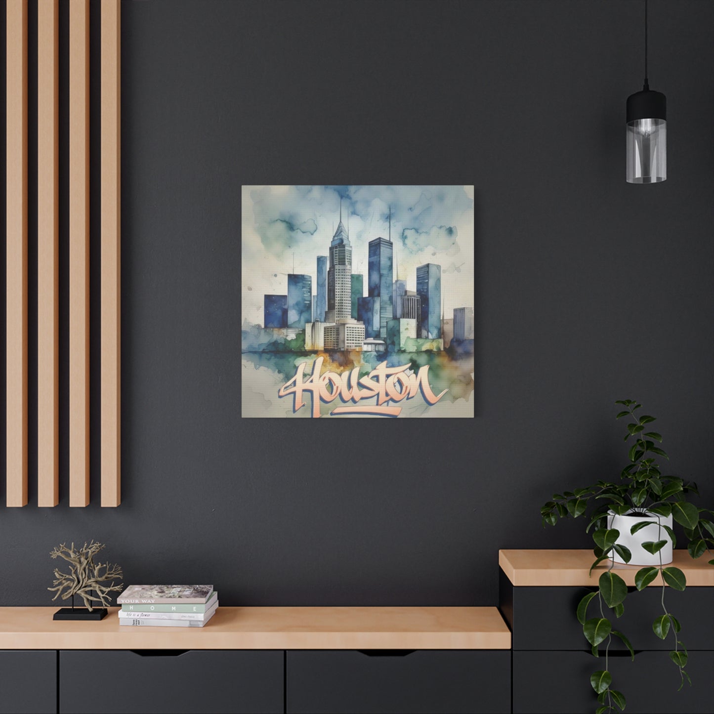 Houston Skyline Watercolor Wall Art & Canvas Prints