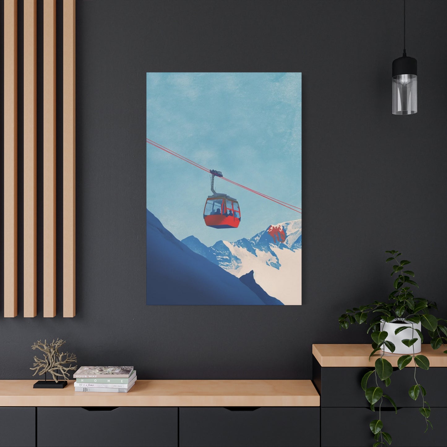 Red Cable Car In Mountain Wall Art & Canvas Prints