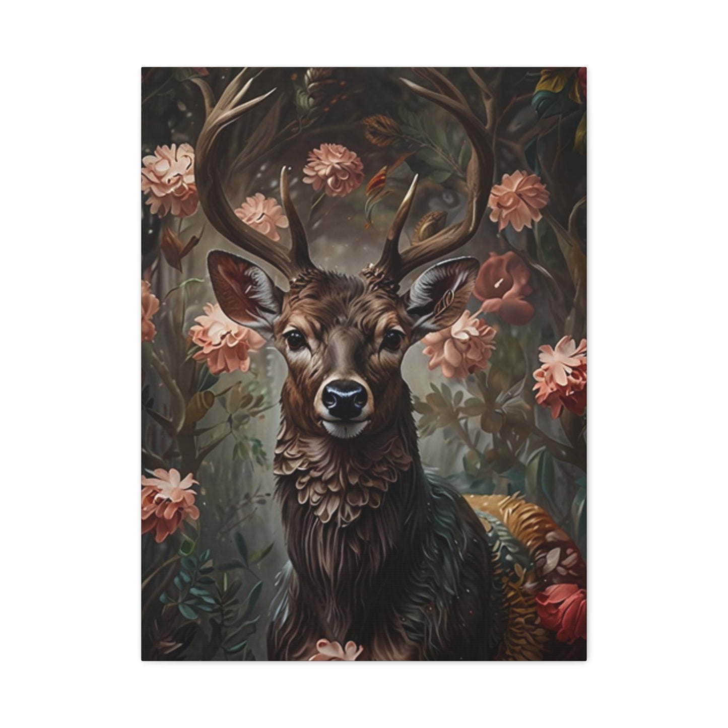Tropical Flower Reindeer Wall Art & Canvas Prints