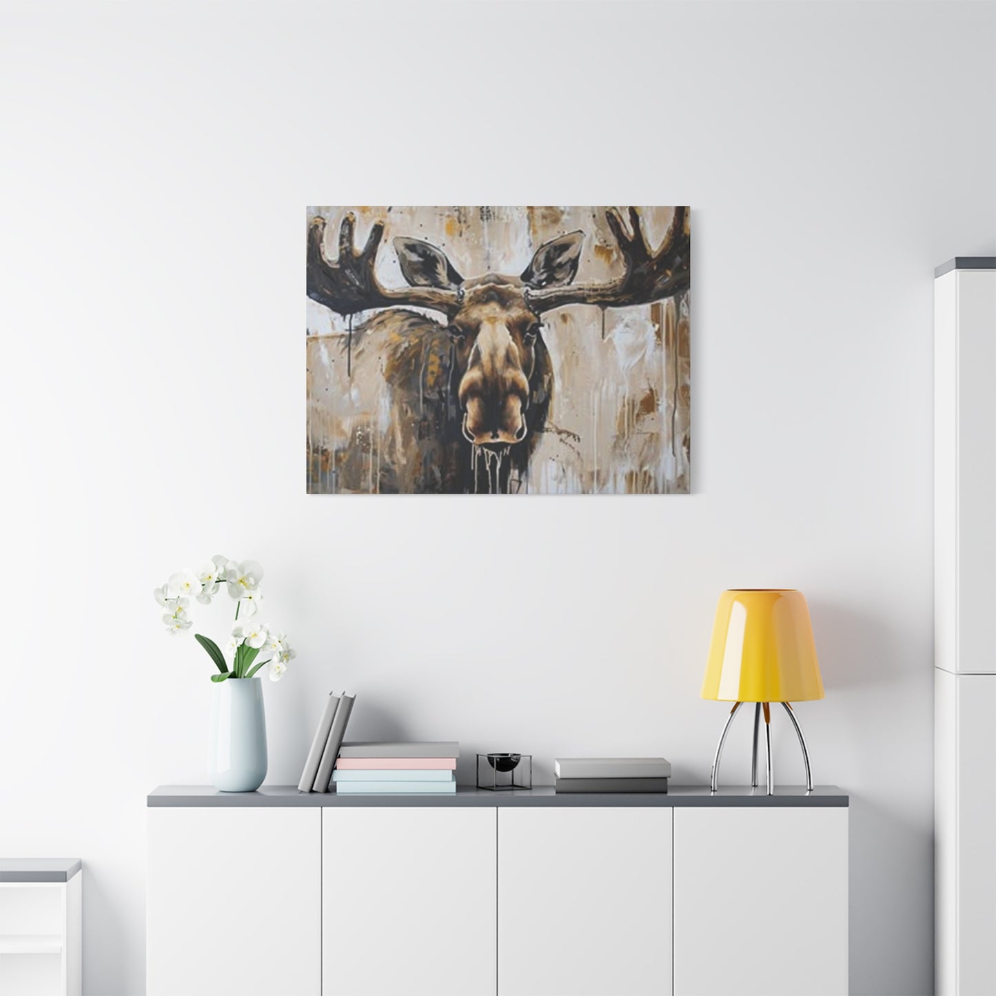 Scary Moose Wildlife Painting Wall Art & Canvas Prints
