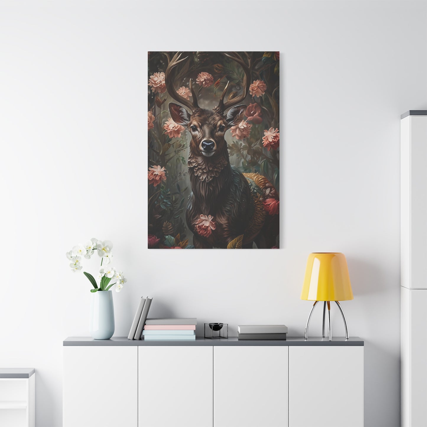 Tropical Flower Reindeer Wall Art & Canvas Prints