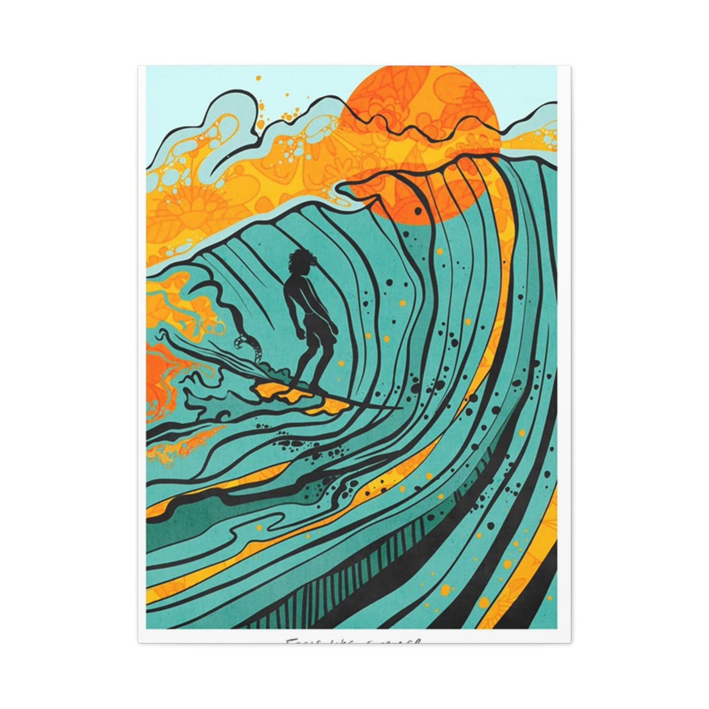 Surfing Drawing Wall Art & Canvas Prints