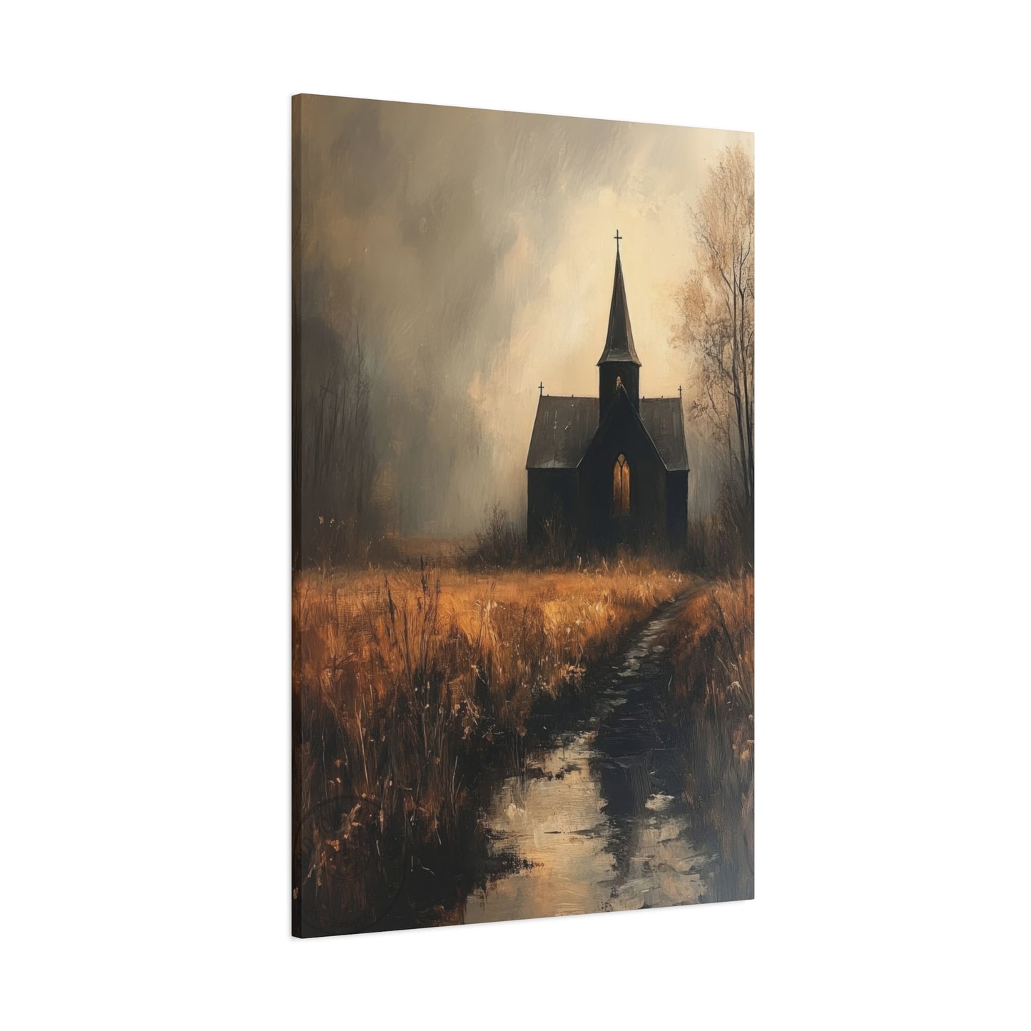 Dark Church Through Fields Wall Art & Canvas Prints