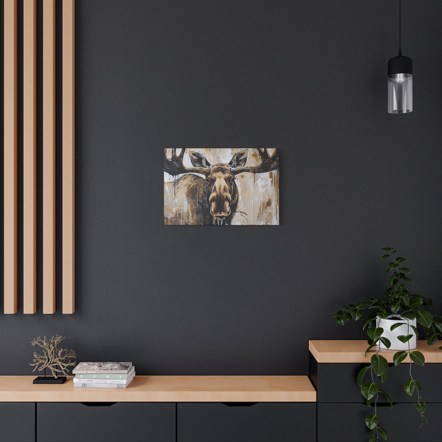 Scary Moose Wildlife Painting Wall Art & Canvas Prints