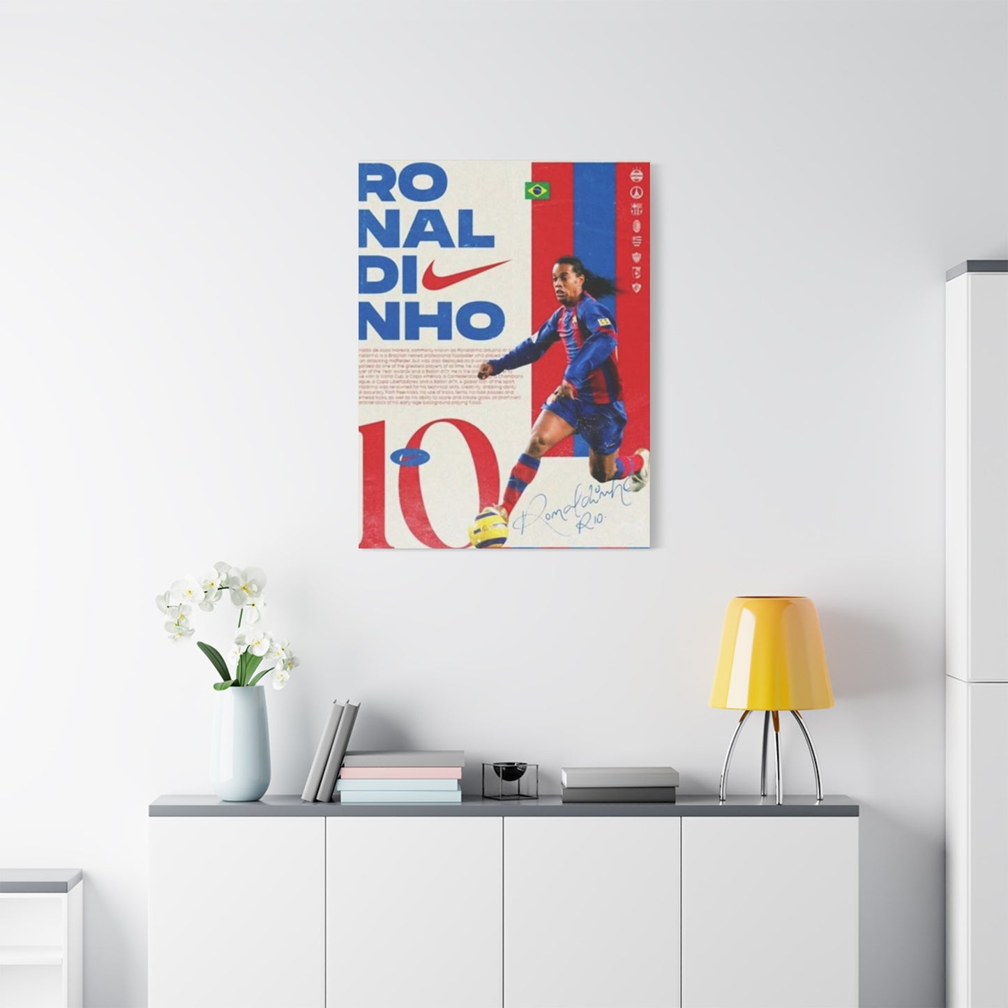 Ronaldinho Playing Soccer Poster Wall Art & Canvas Prints