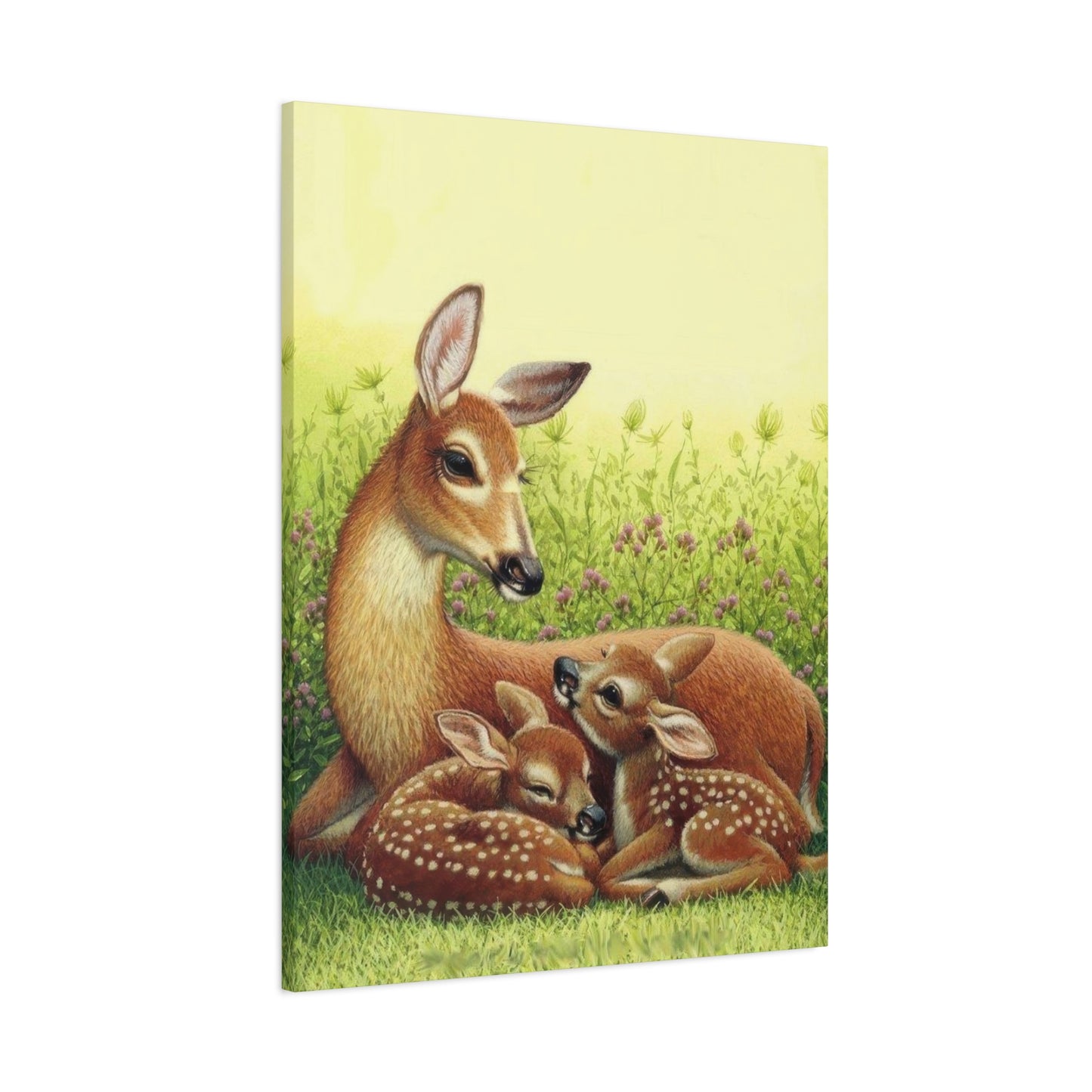 Deer With Its Babies Lying Wall Art & Canvas Prints