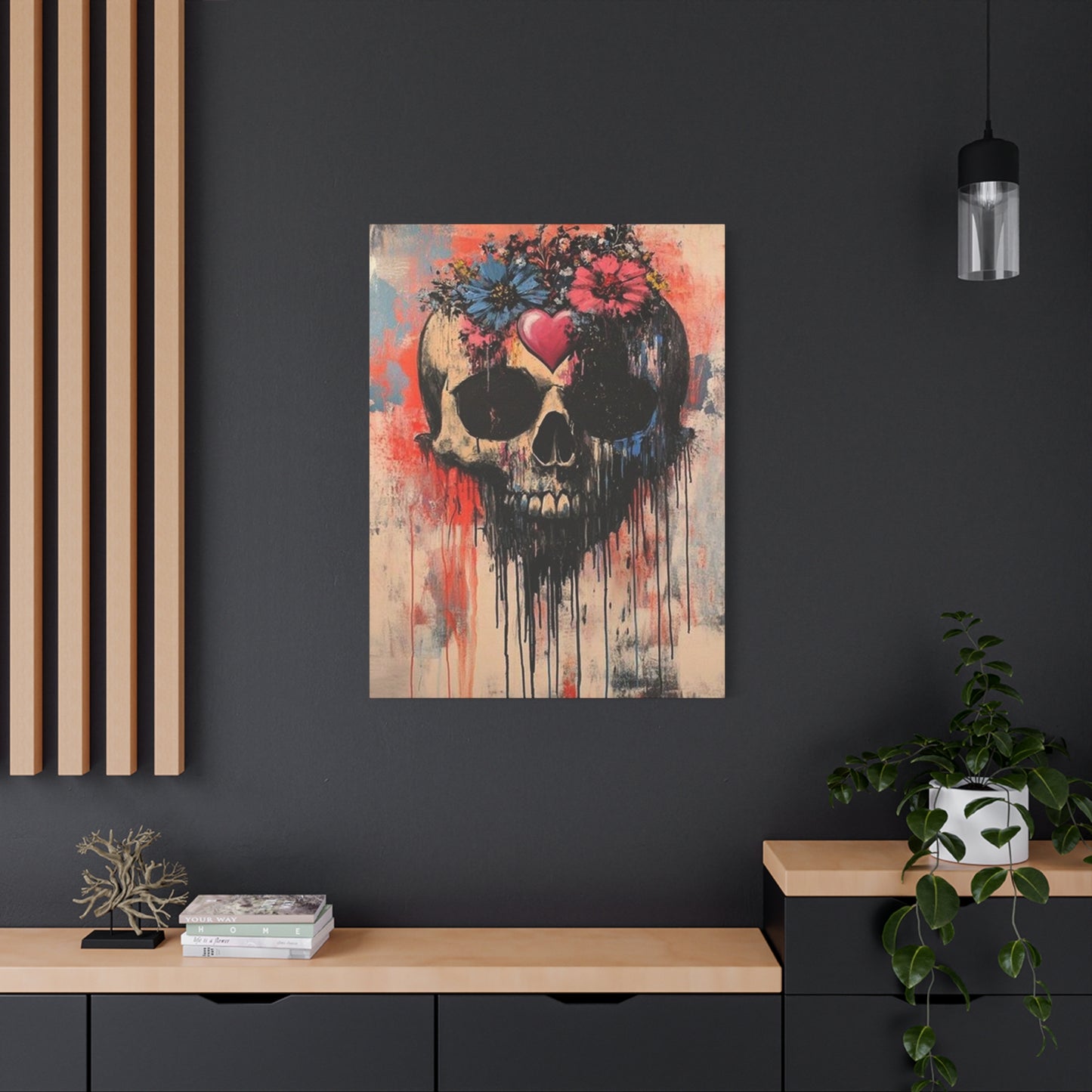 Colorful Flowers On Skull Poster Wall Art & Canvas Prints