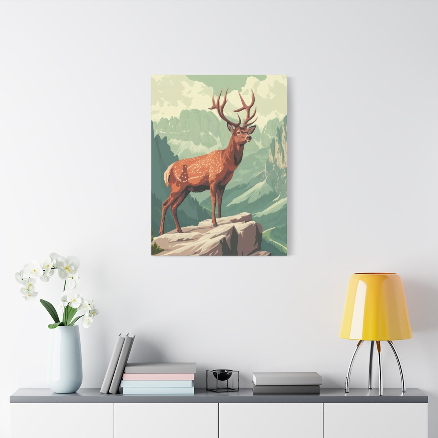 Deer Standing On A Cliff Wall Art & Canvas Prints