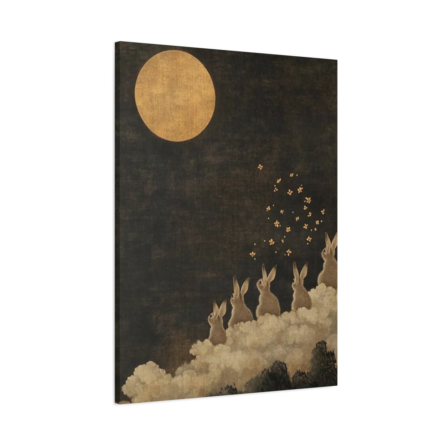 Moon & Rabbits Painting Wall Art & Canvas Prints