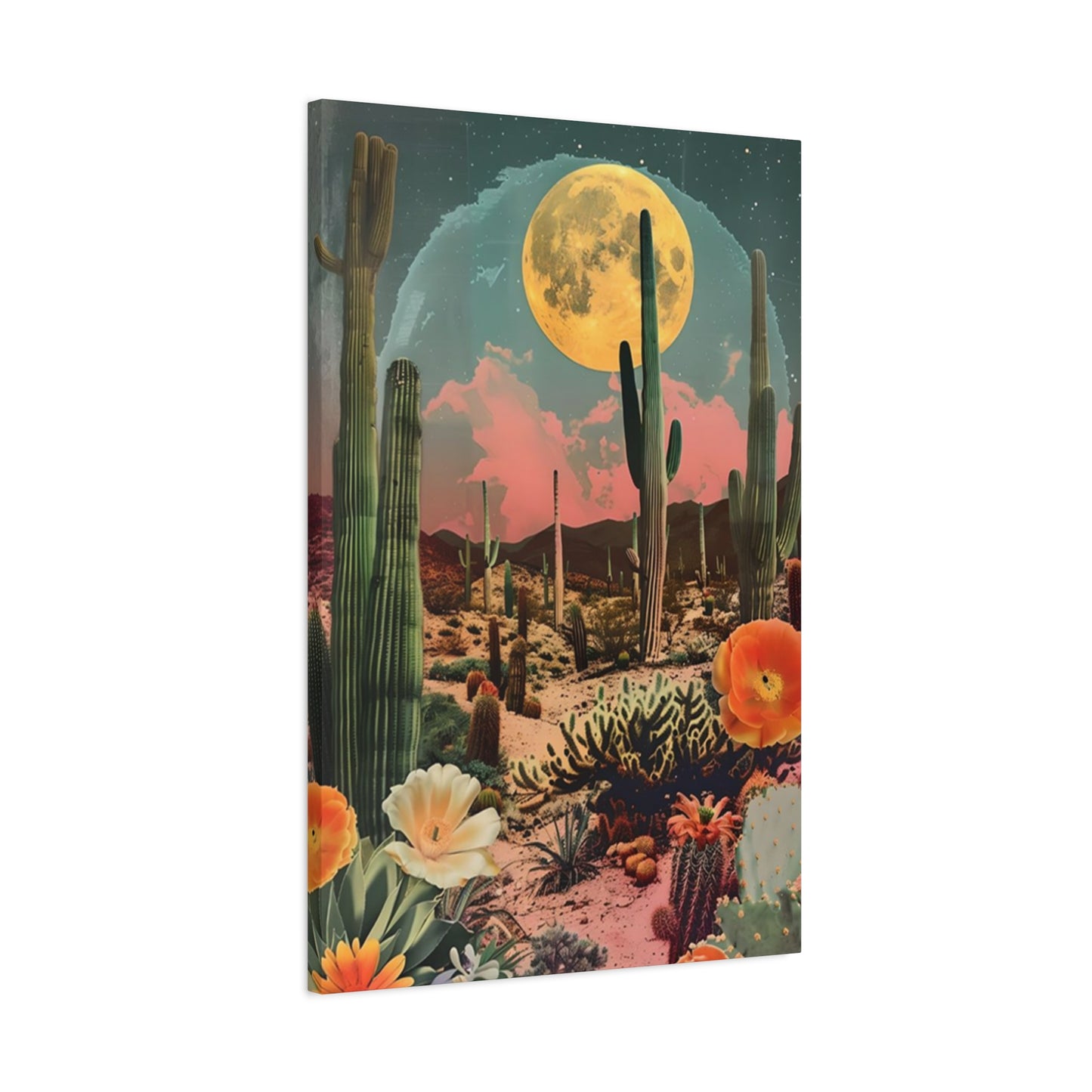Moon Cactus And Flowers Wall Art & Canvas Prints