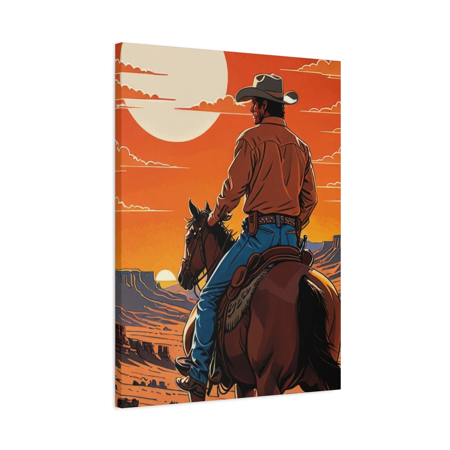 Cowboy In Sunset Wall Art & Canvas Prints