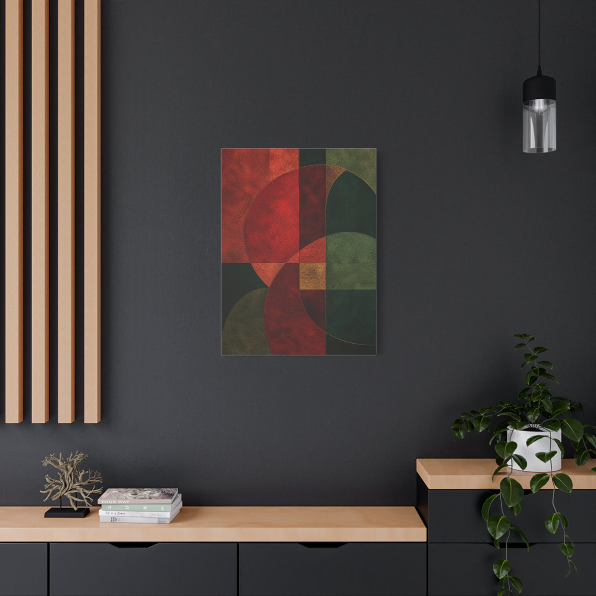 Red and Emerald Geometric Abstract Wall Art & Canvas Print