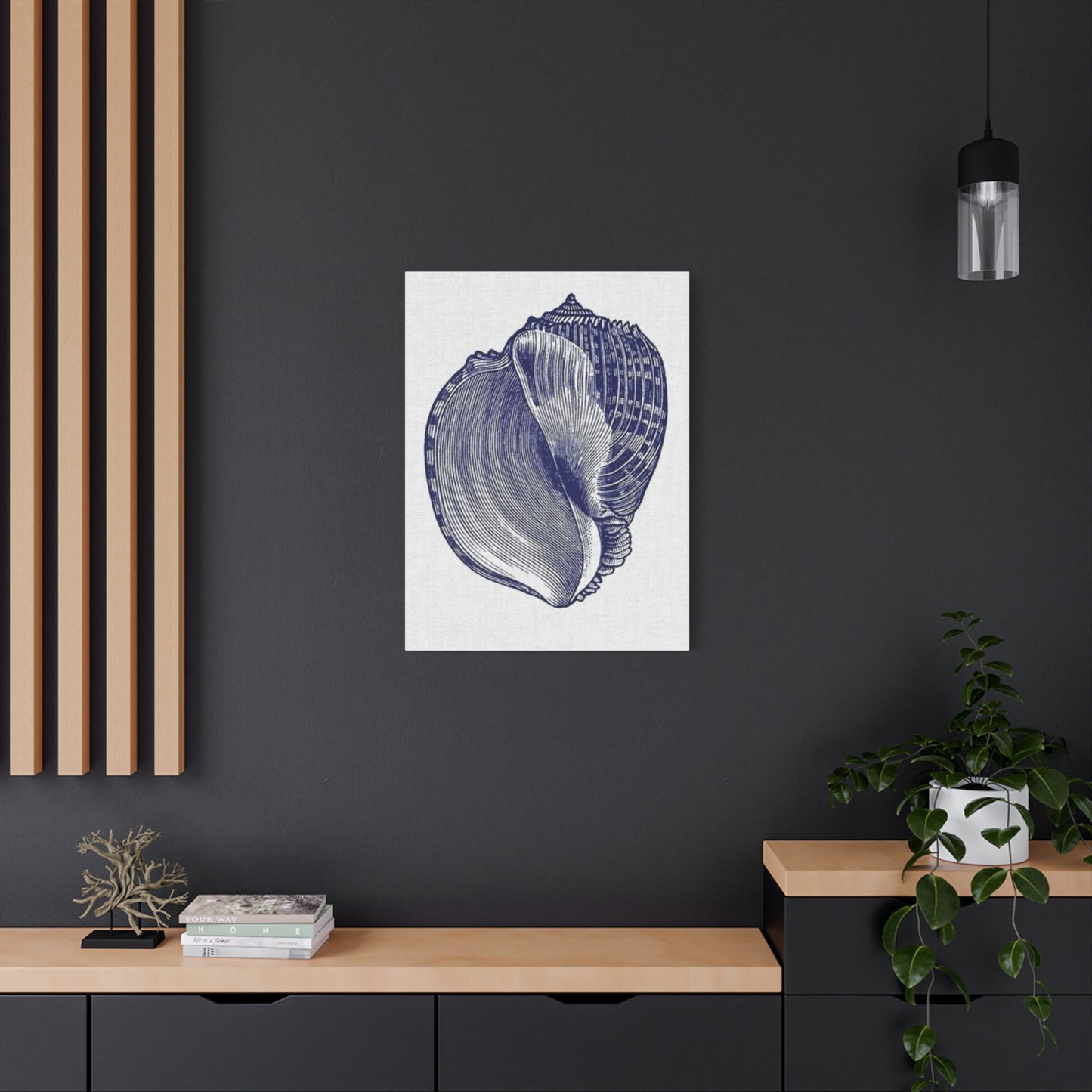 Beautiful Blue Shell Shape Drawing Wall Art & Canvas Prints