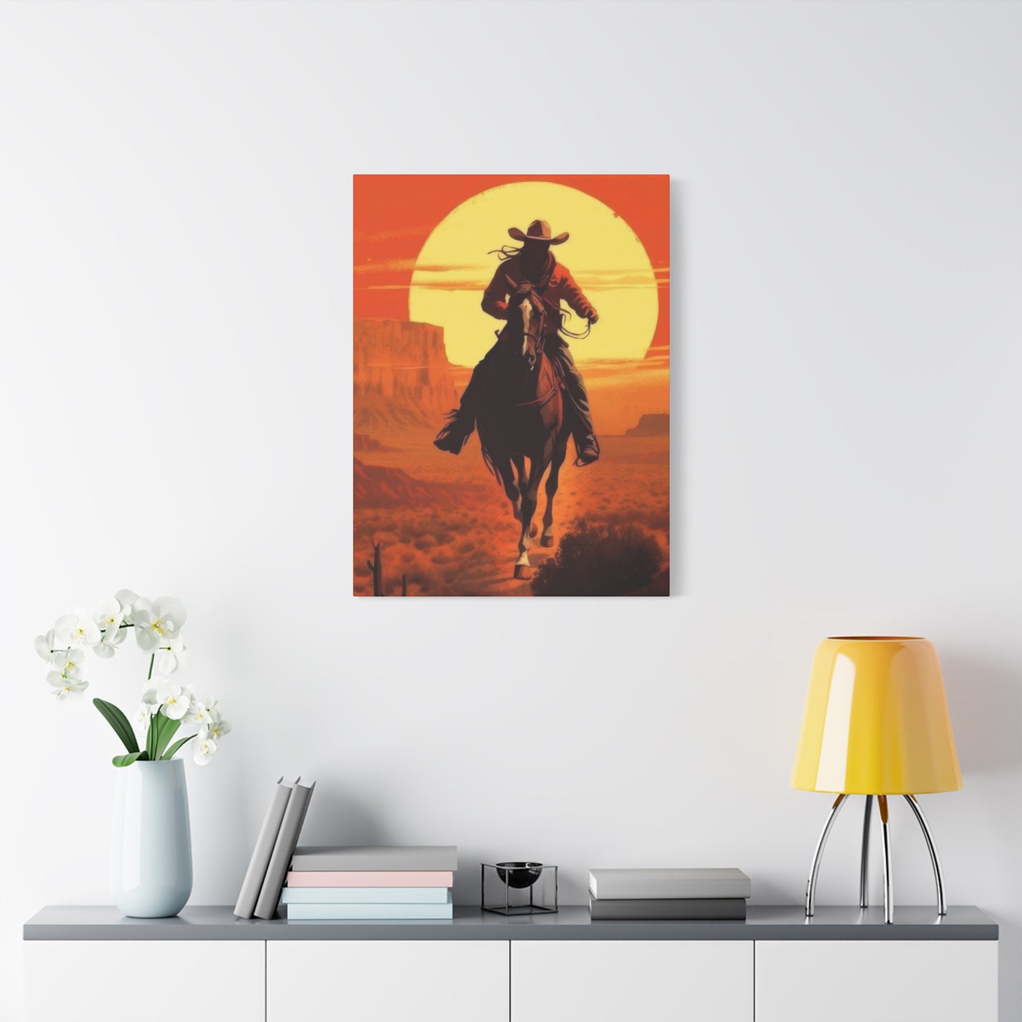 Cowboy Through Sunset Wall Art & Canvas Prints