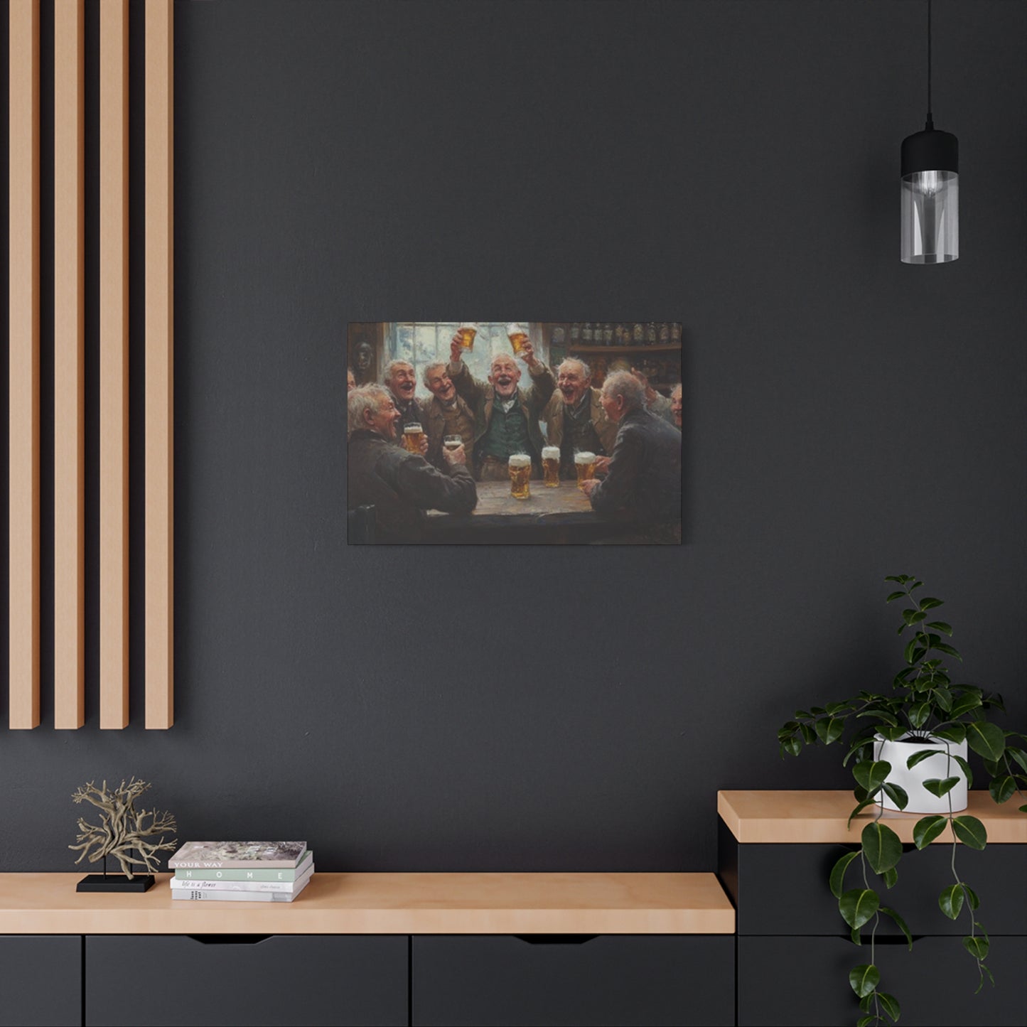 Old People Enjoying Drinks Painting Wall Art & Canvas Prints