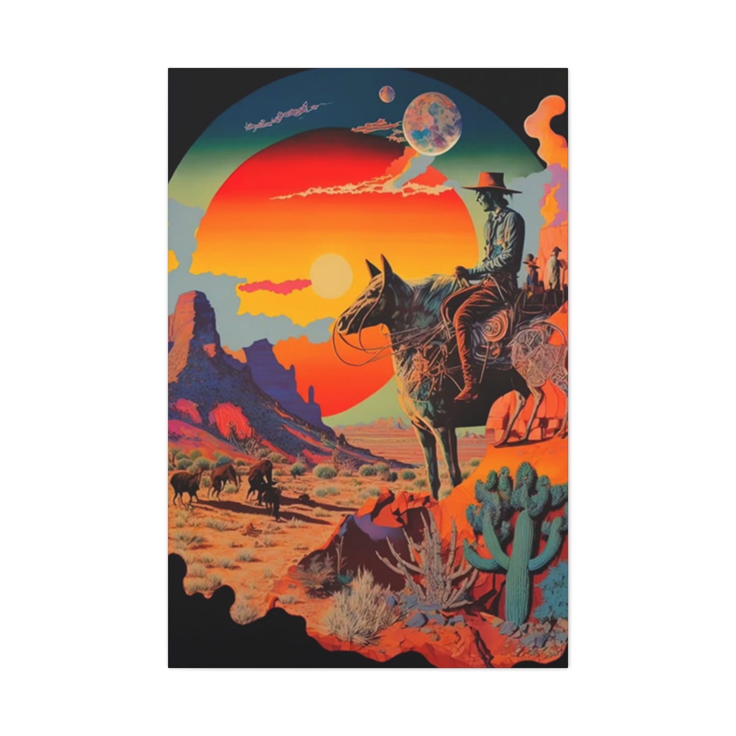 Cowboy In Grand Canyon Of Arizona Wall Art & Canvas Prints