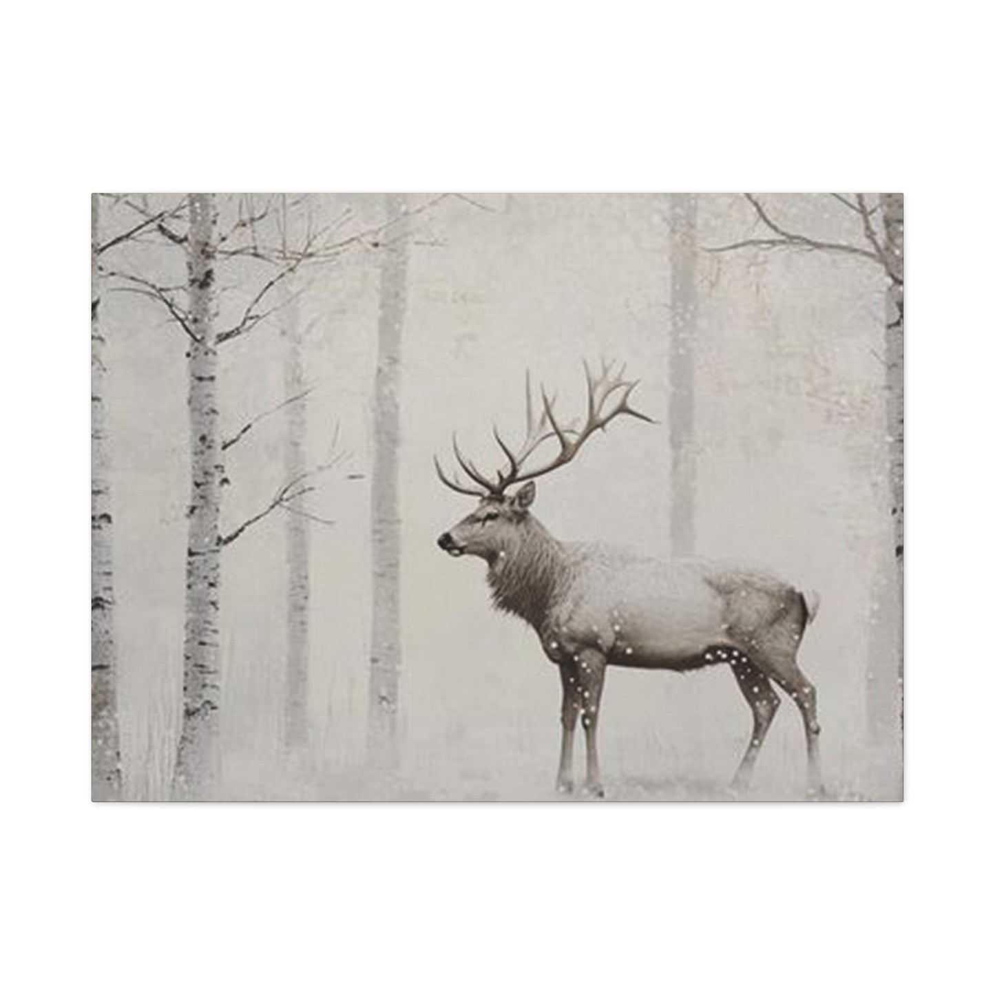 Deer In Snow Painting Wall Art & Canvas Prints