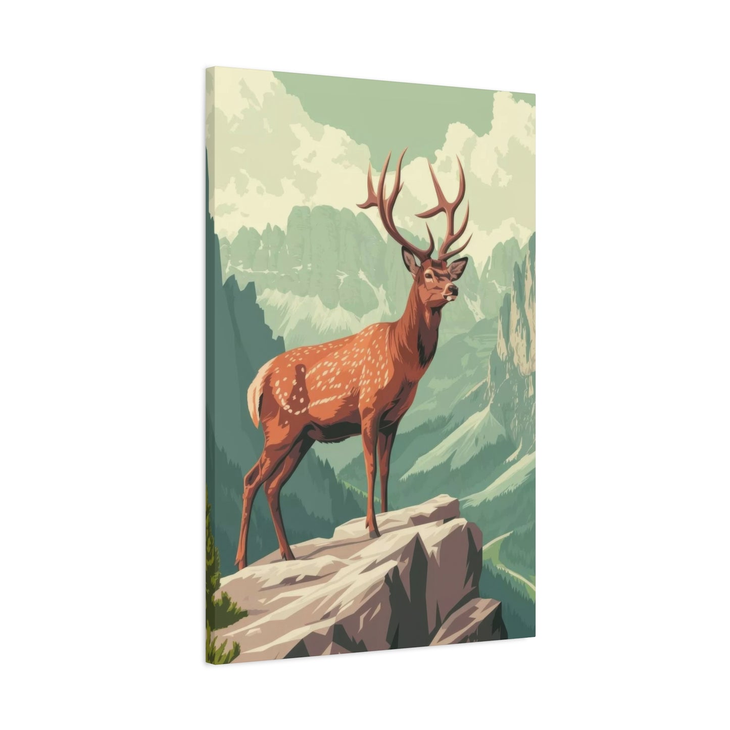 Deer Standing On A Cliff Wall Art & Canvas Prints