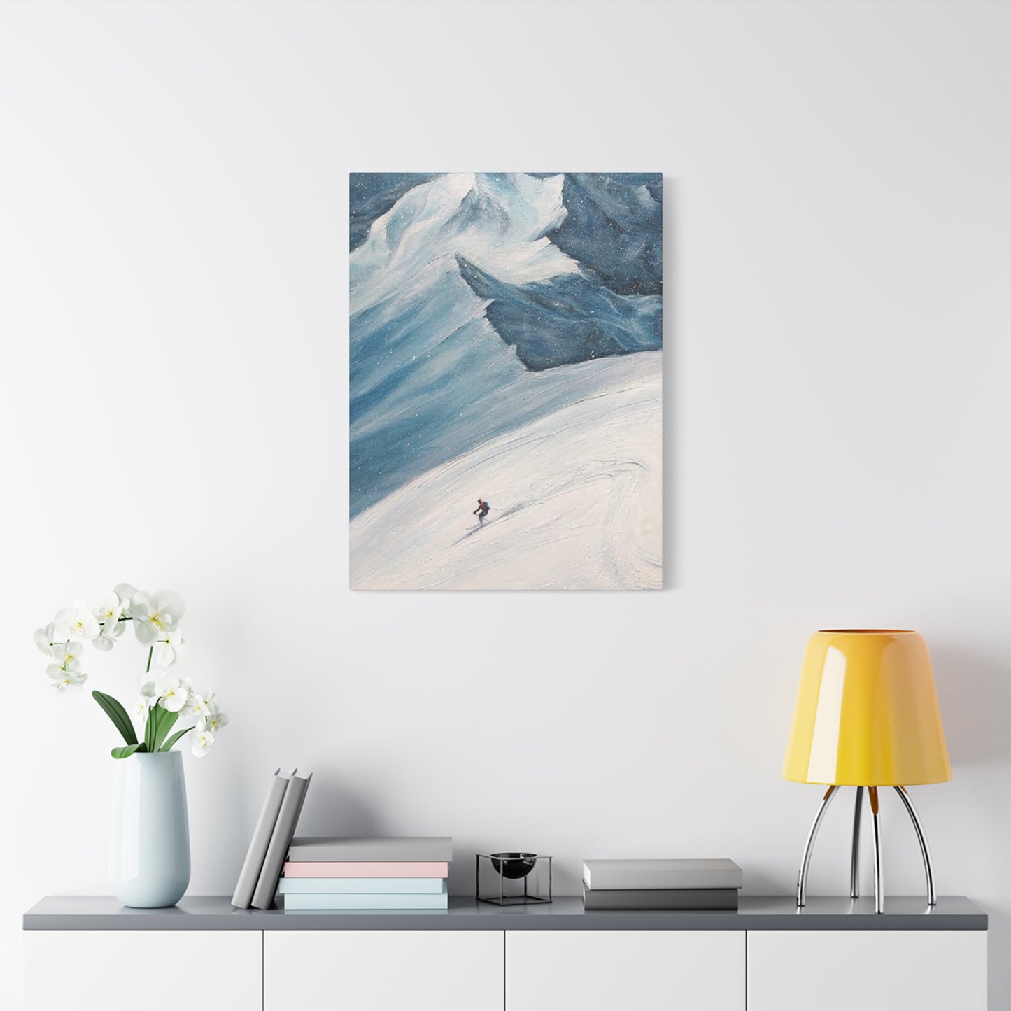 Skiing In Snowy Mountain Wall Art & Canvas Prints