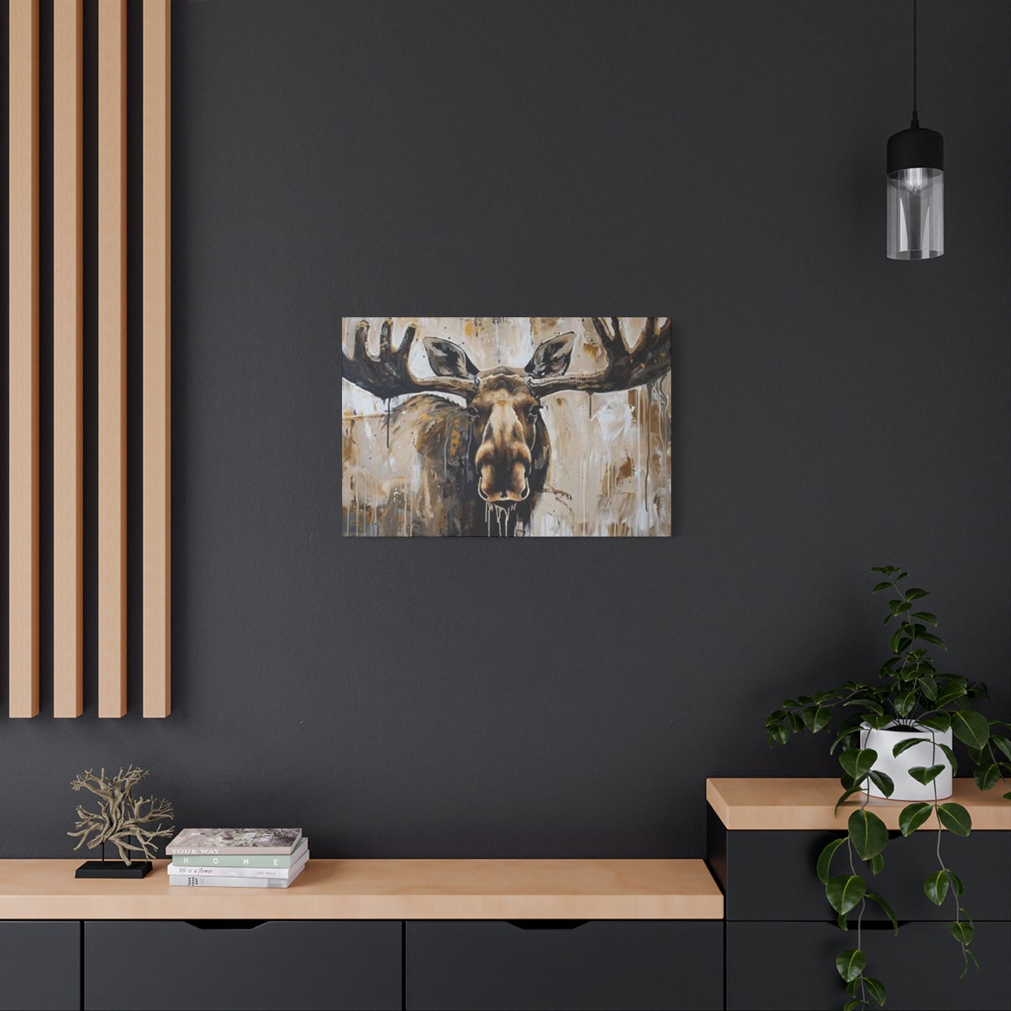 Scary Moose Wildlife Painting Wall Art & Canvas Prints