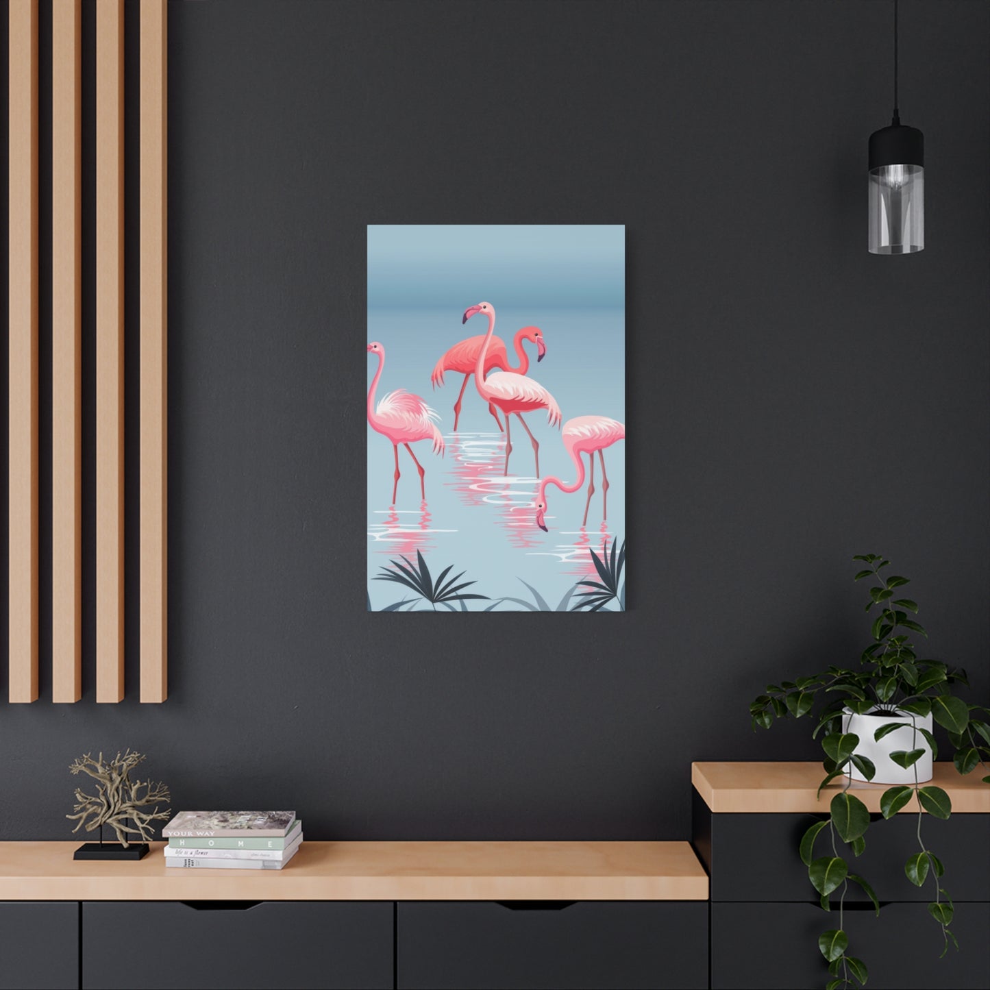 Flamingo Flock In Water Wall Art & Canvas Prints