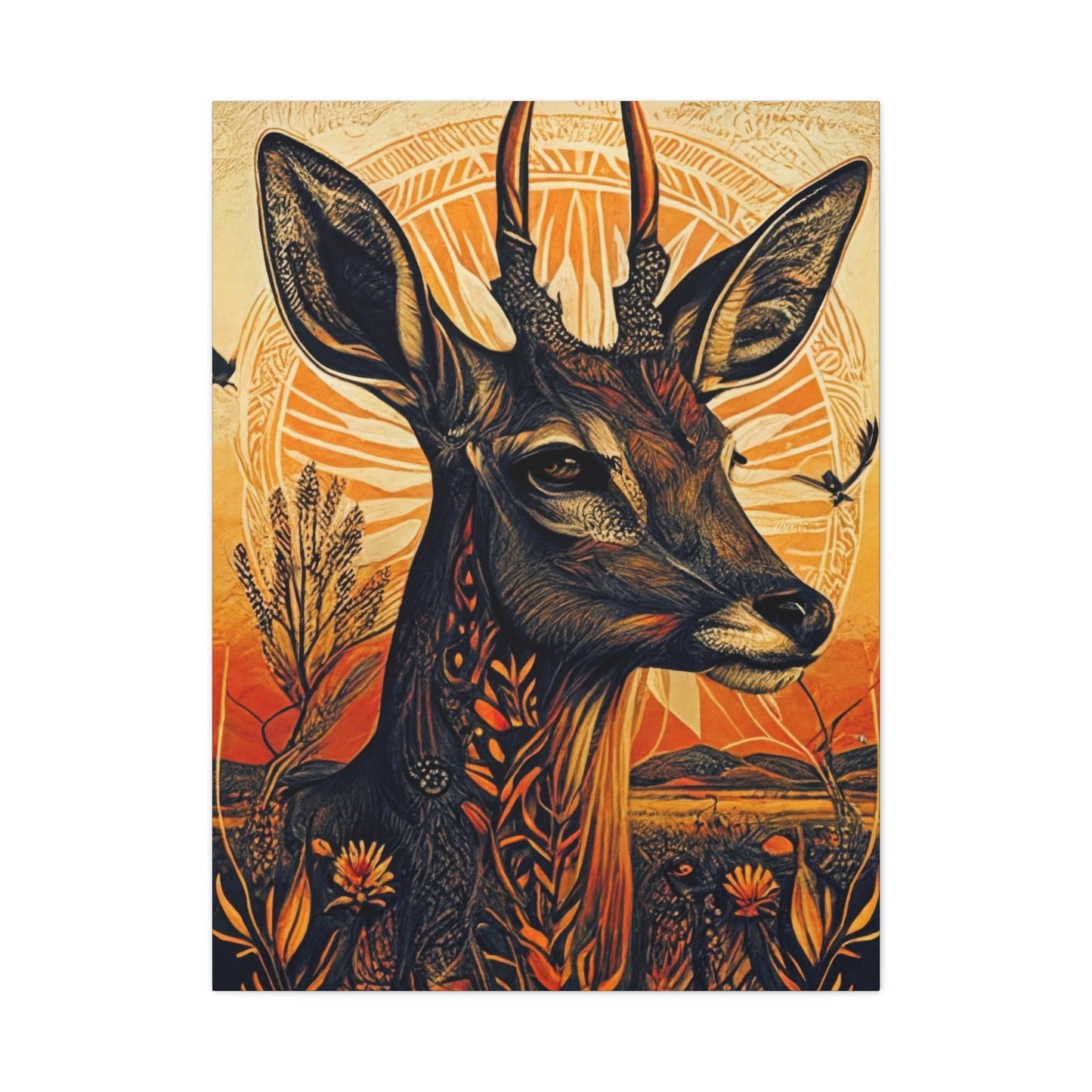 Deer Flora Wall Art & Canvas Prints