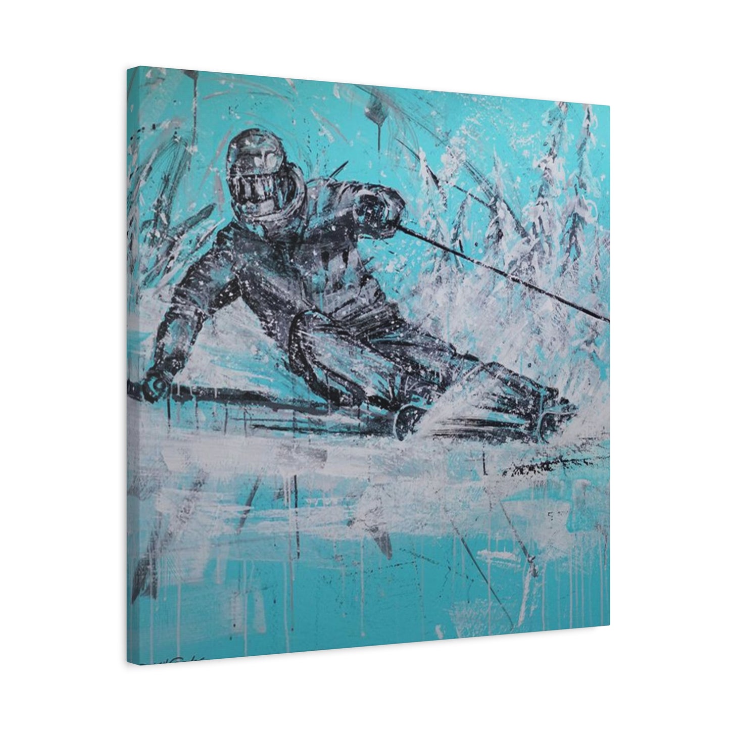Skiing In White Snow Poster Wall Art & Canvas Prints